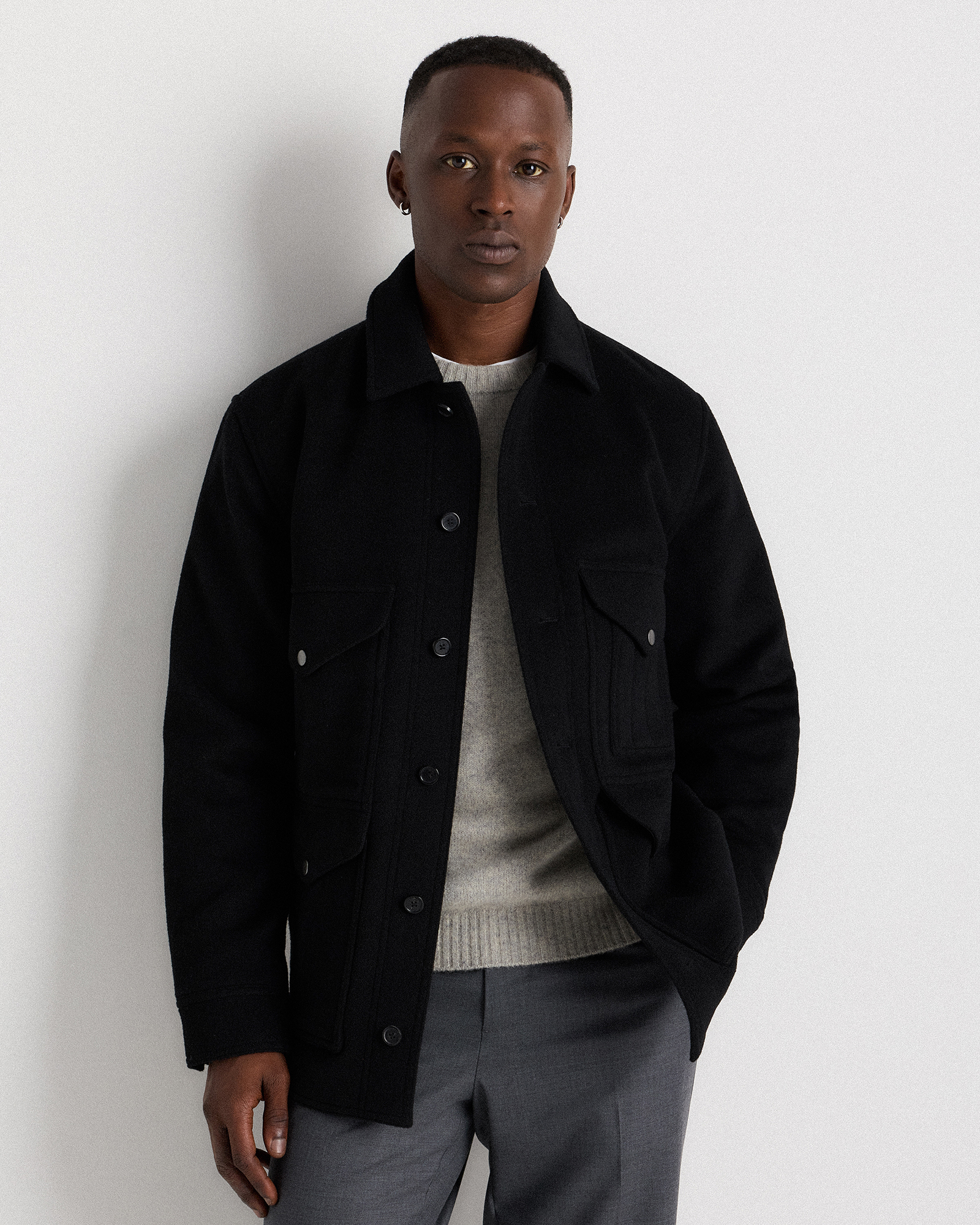 Black Wool Cashmere Field Jacket