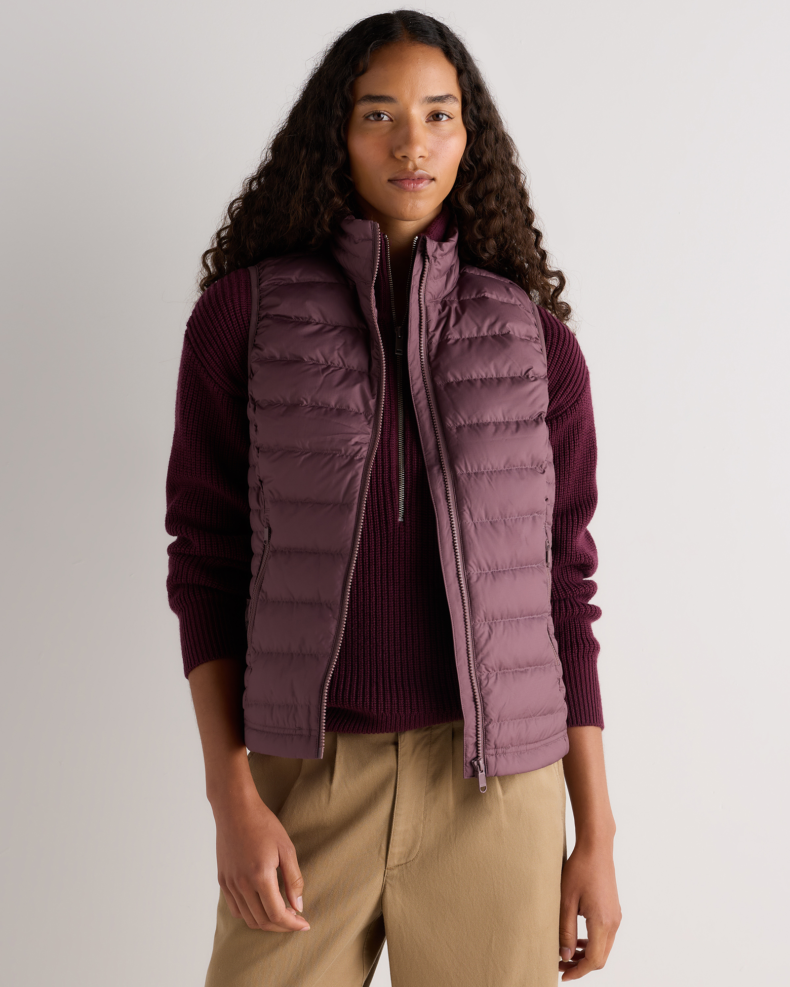 Uribe Taupe Lightweight Down Packable Puffer Vest