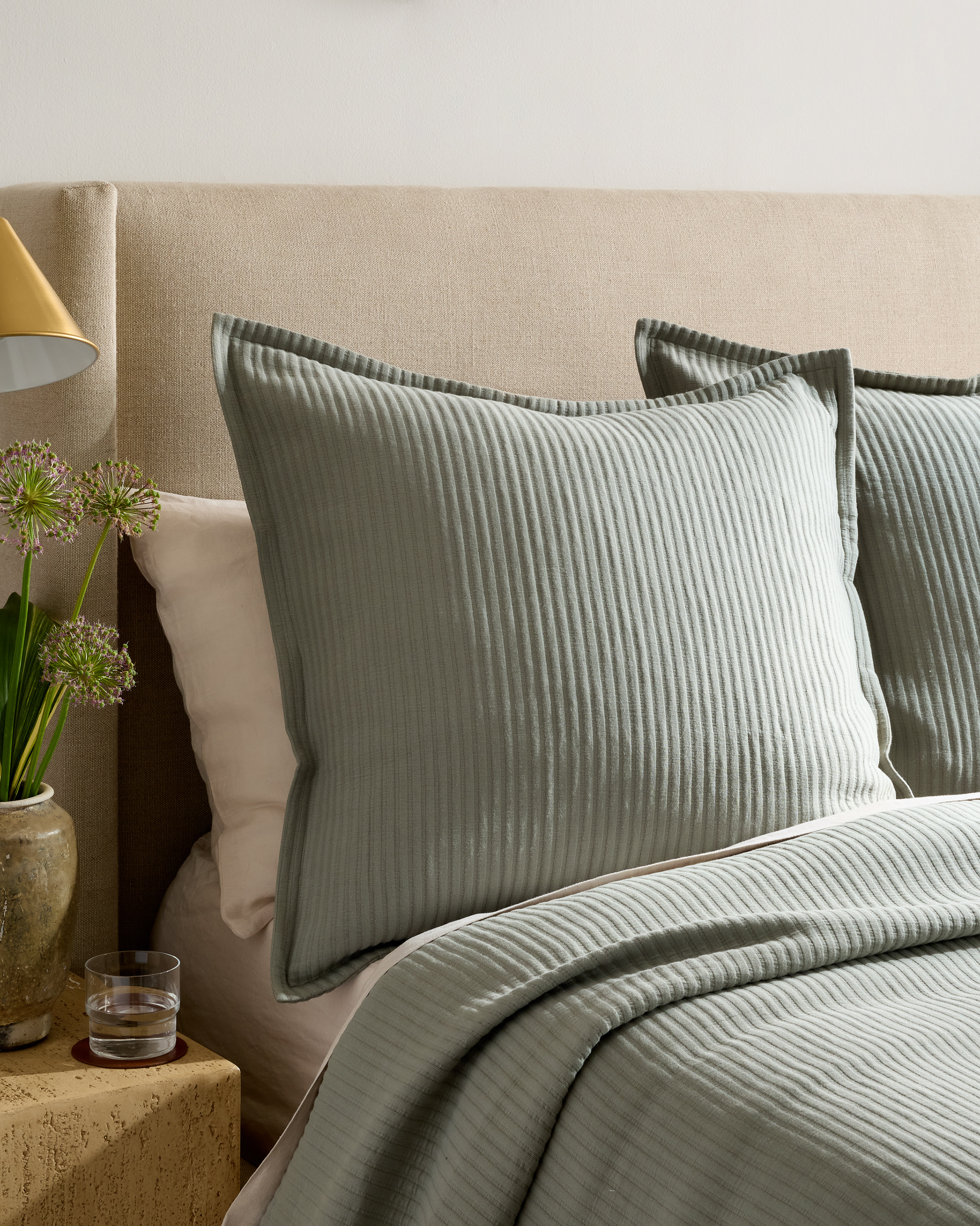 Dried Sage Organic Cotton Matelasse Euro Sham