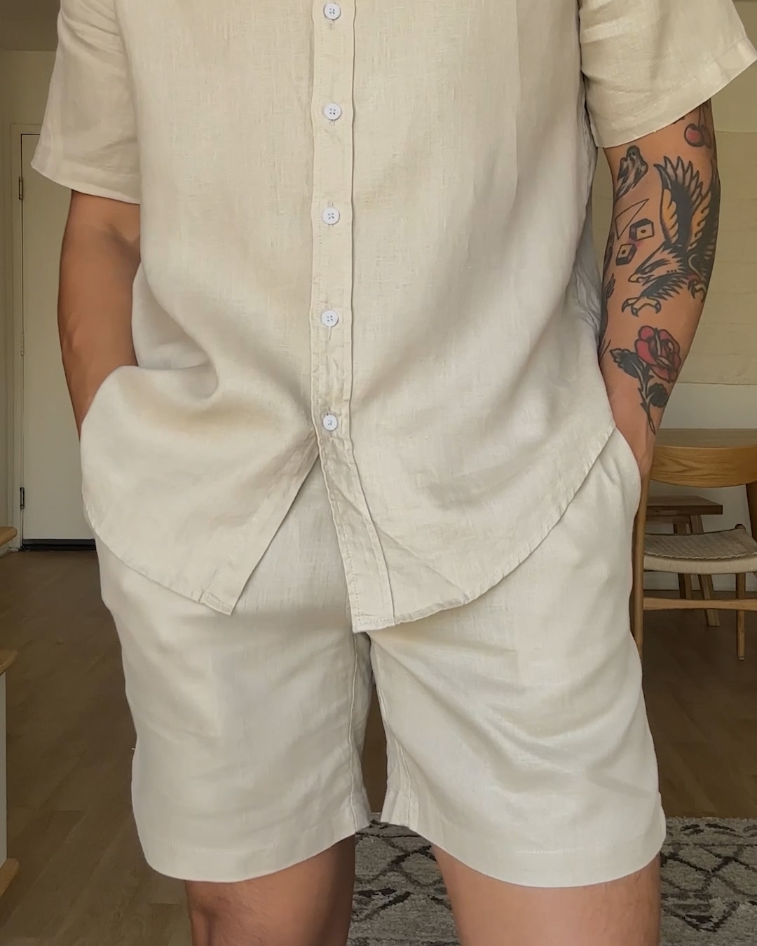 European Linen 7 Drawstring Beach Shorts Driftwood Kaleb-Ohlemacher-Zechariah-Lee 4x5 Thumbnail
