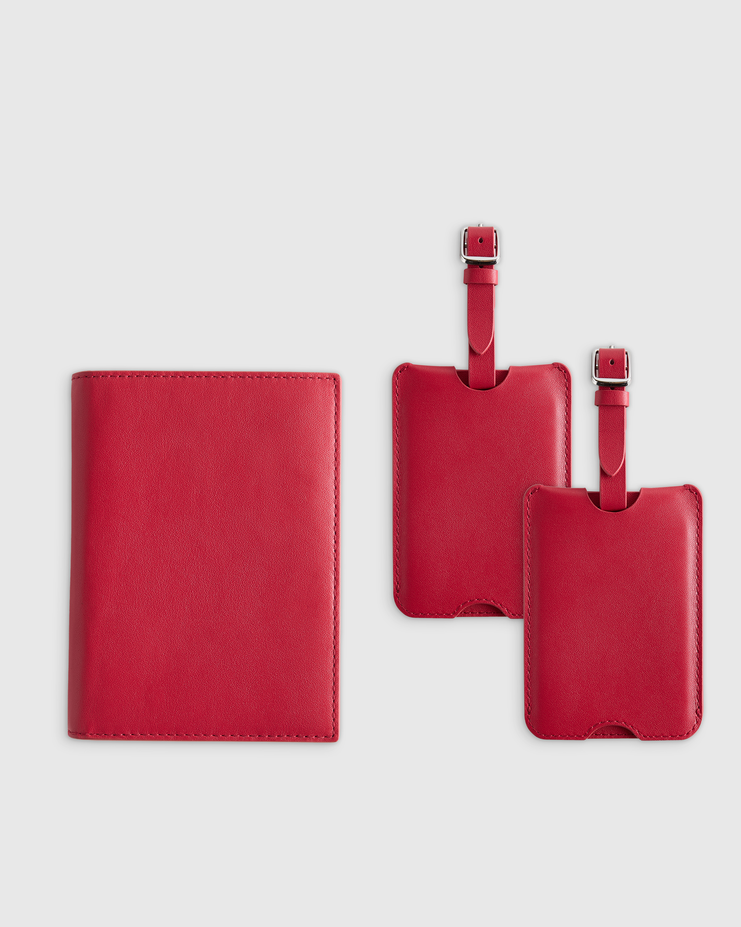 Nappa Leather RFID Blocking Passport Holder & Luggage Tags Set
