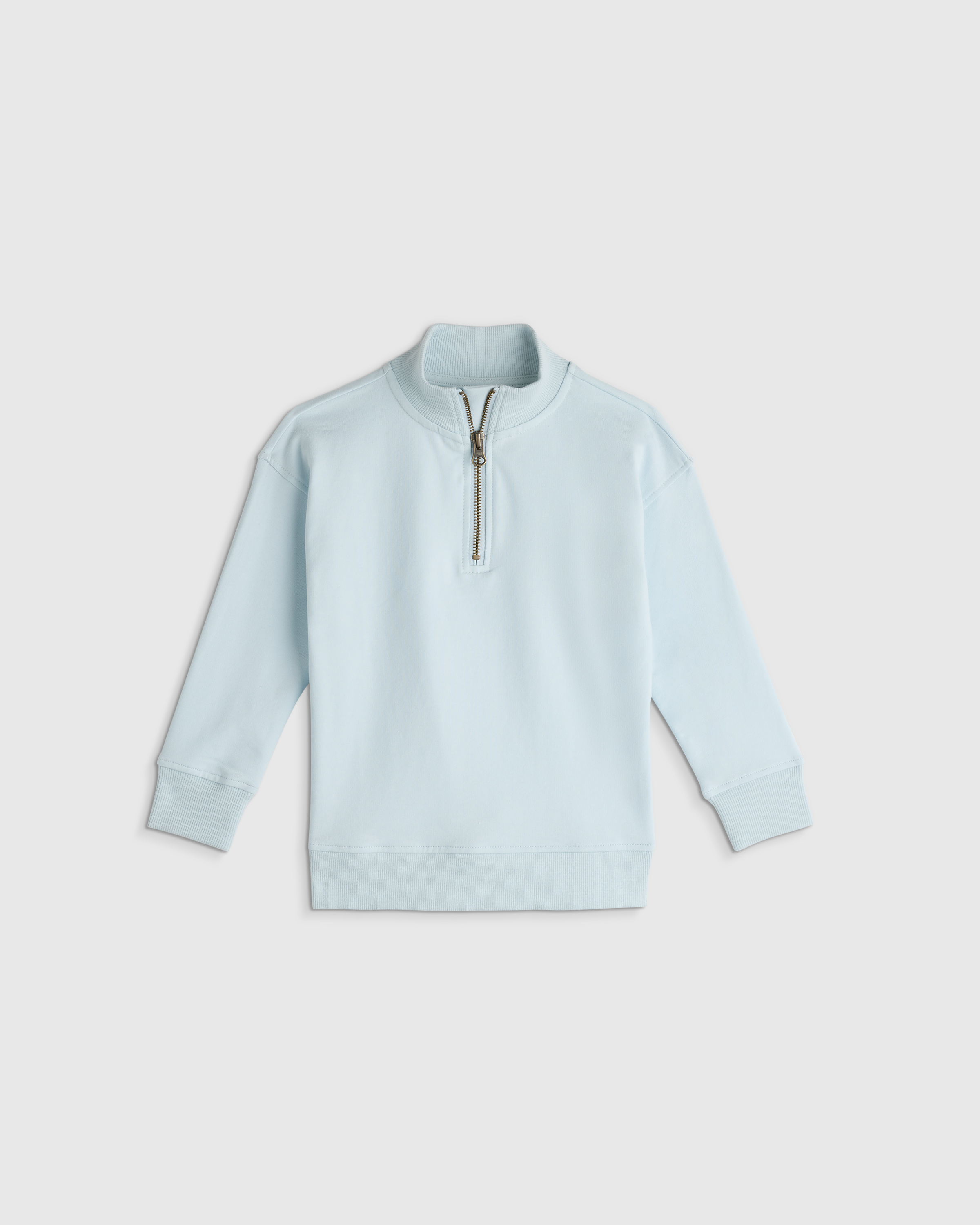 Soft Blue Organic Cotton French Terry Quarter-Zip