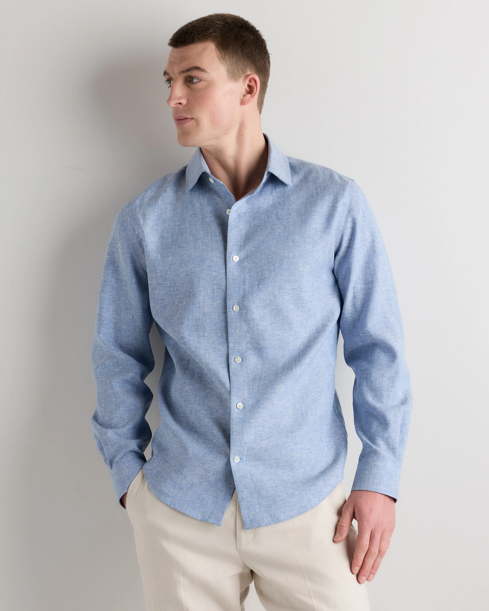 Men's 100% European Linen Dress Shirt