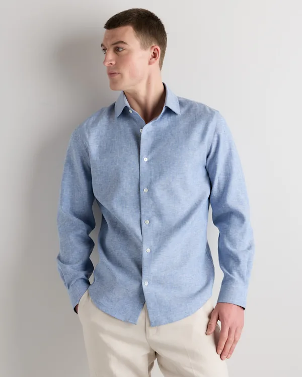 100% European Linen Wrinkle-Resistant Dress Shirt