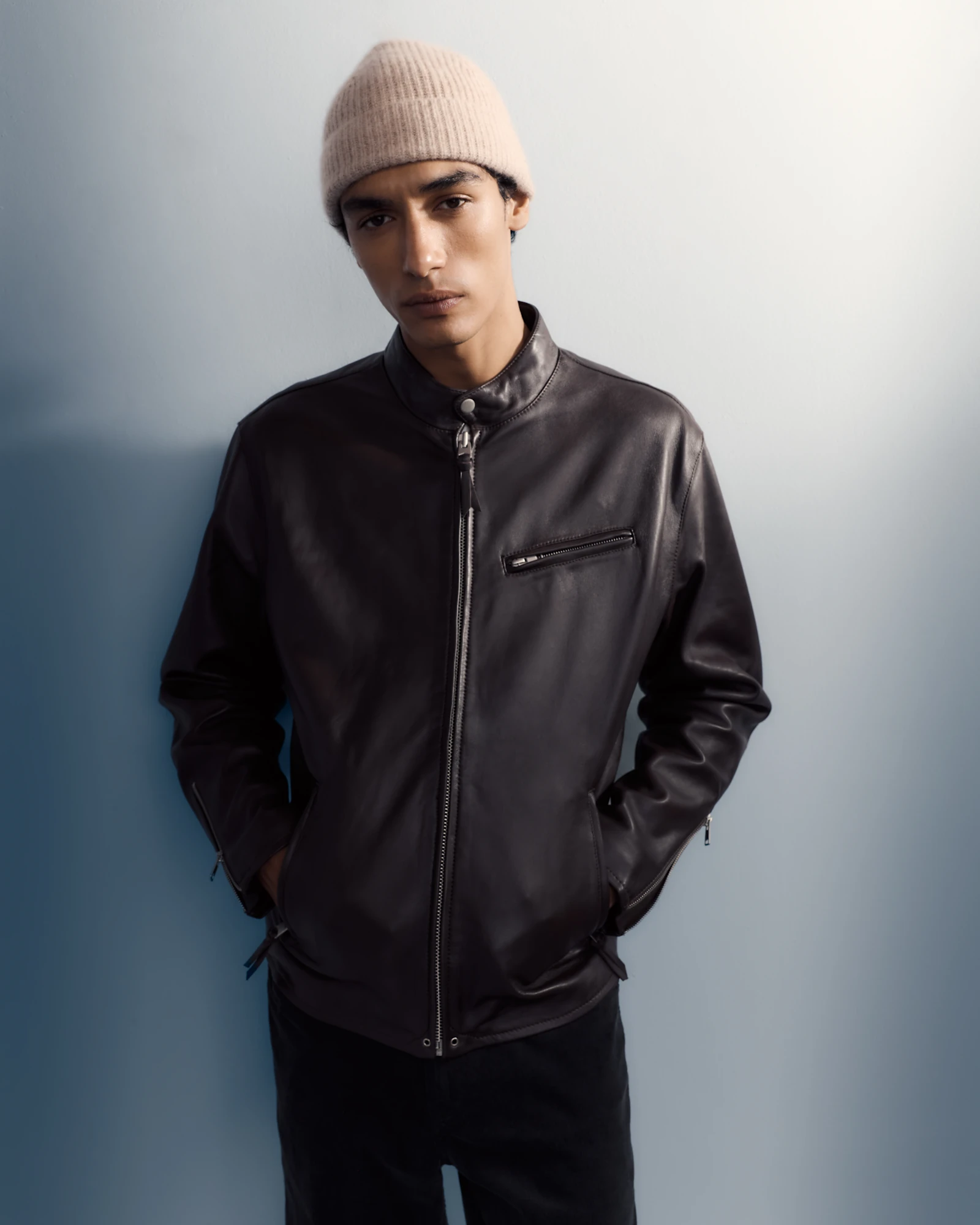 Men's 100% Leather Café Racer Jacket