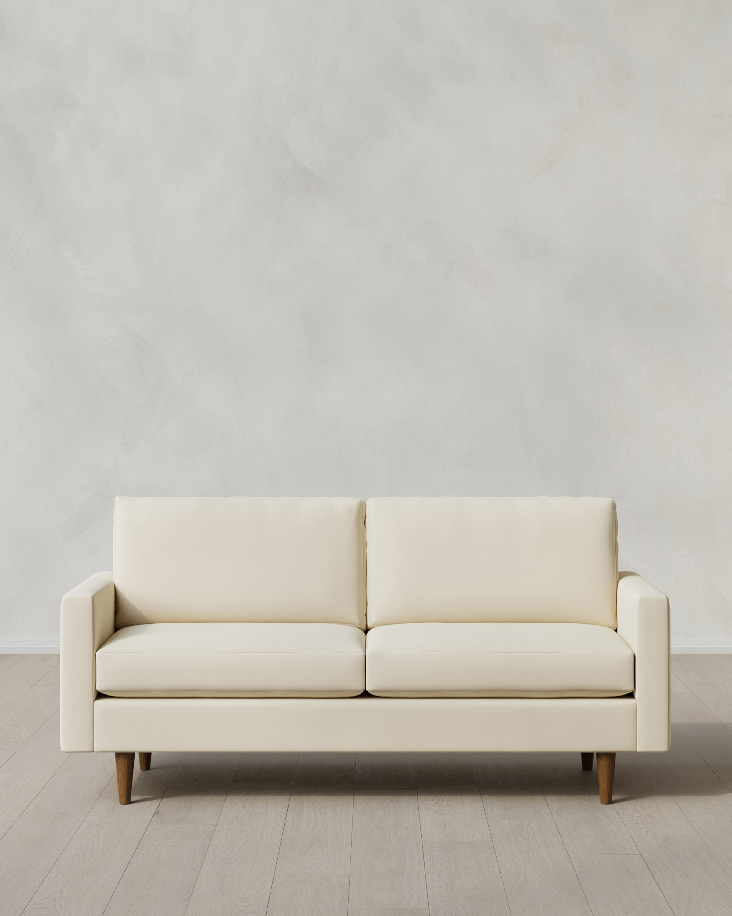 Midcentury Sofa 6ft Performance Velvet Ivory