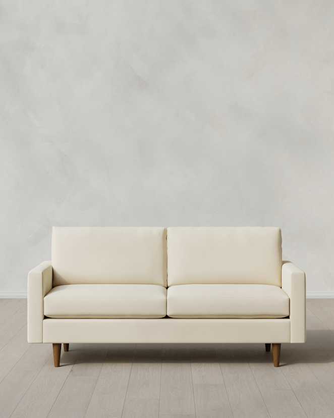 Ivory Atlas Midcentury Sofa in Performance Velvet