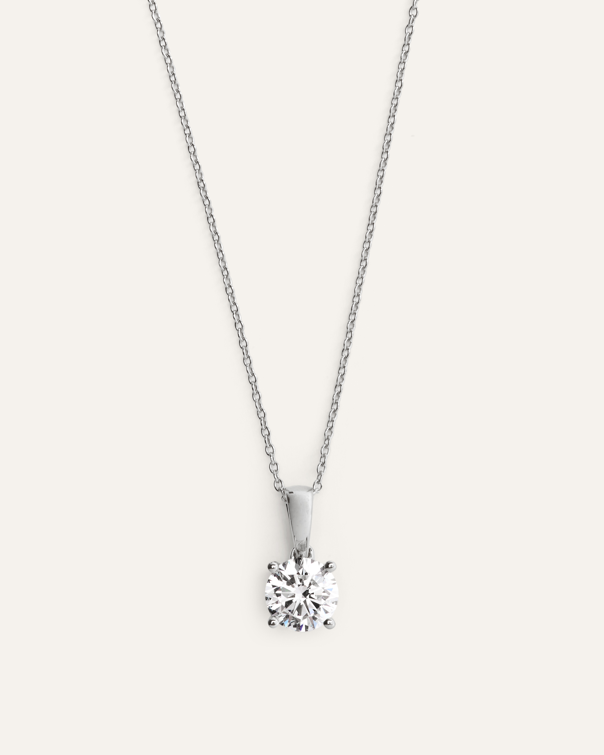 White Gold 14K Gold Lab Grown Diamond Solitaire Necklace