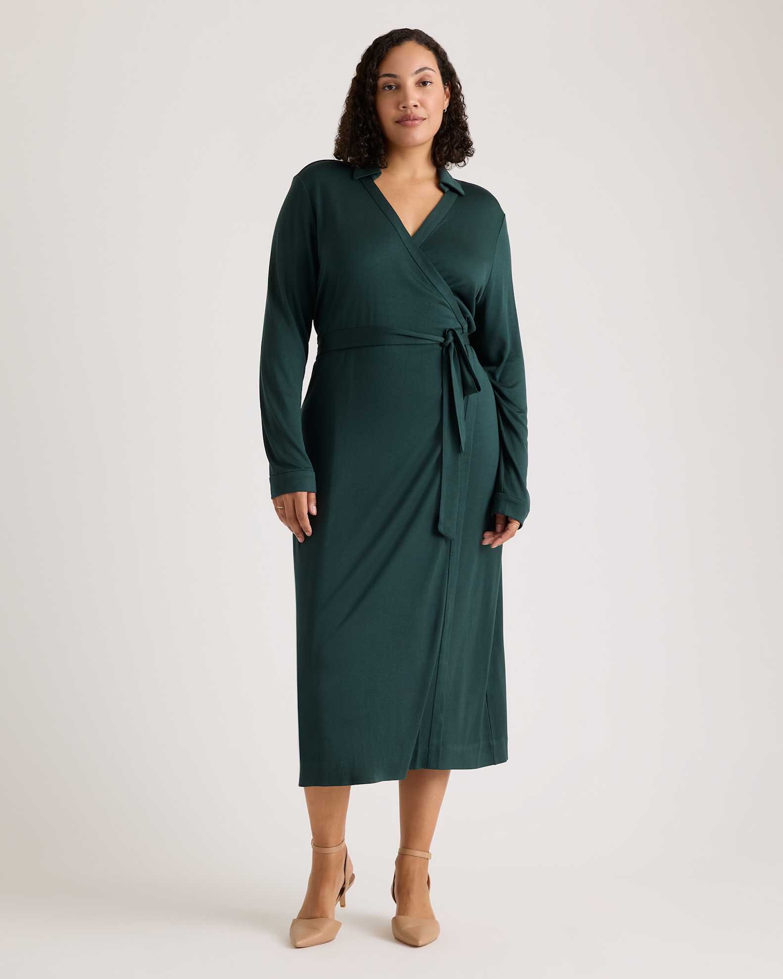 Light Jersey Wrap Dress 100% Silk Jersey Midi Wrap Dress