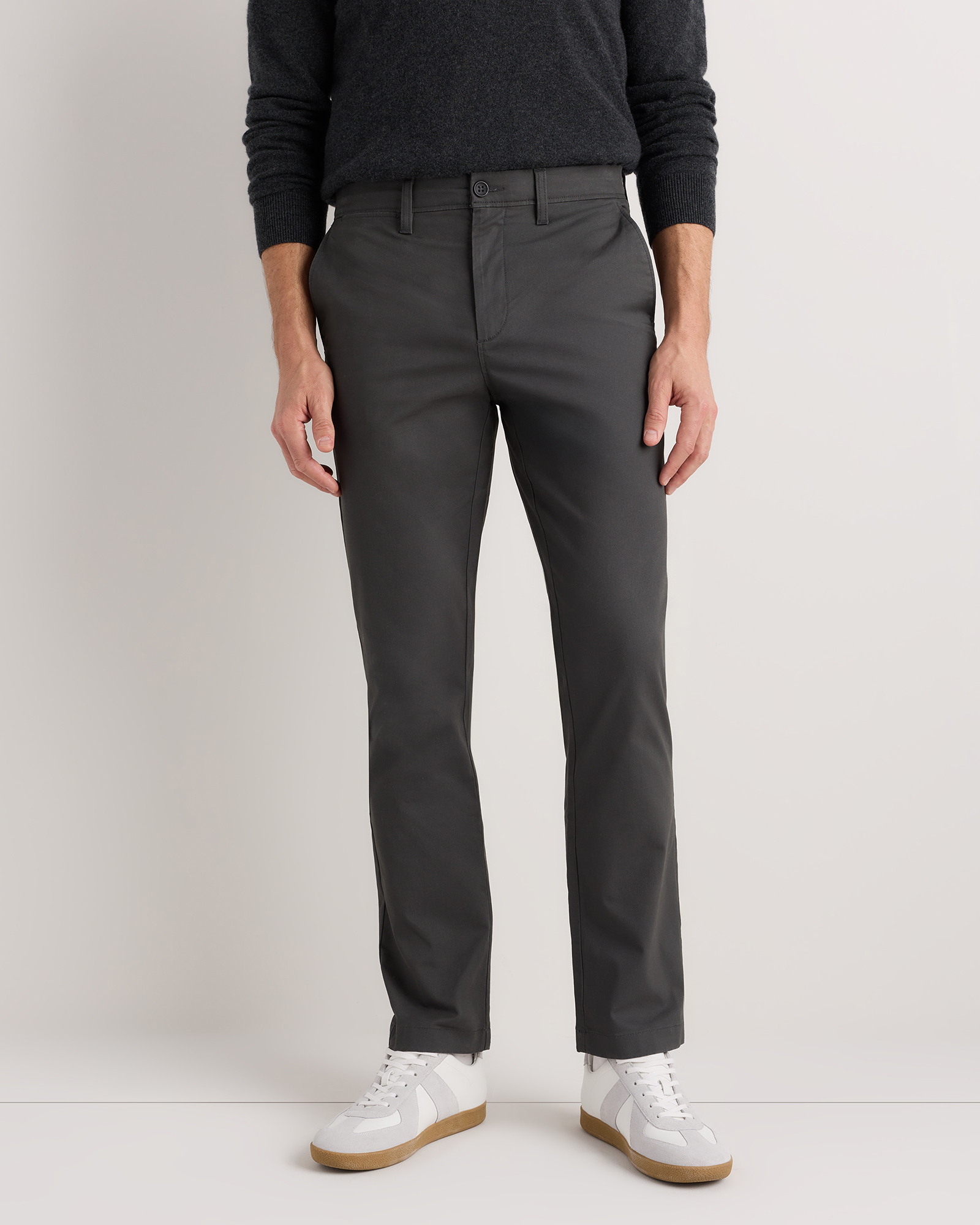 Charcoal Organic Cotton Stretch Chino Pants - Straight