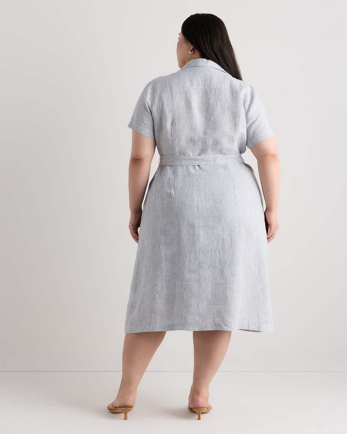 Extended Sizes 100% European Linen Button Front Dress - Plus Size Extended Sizes 100% European Linen Button Front Dress - Plus Size