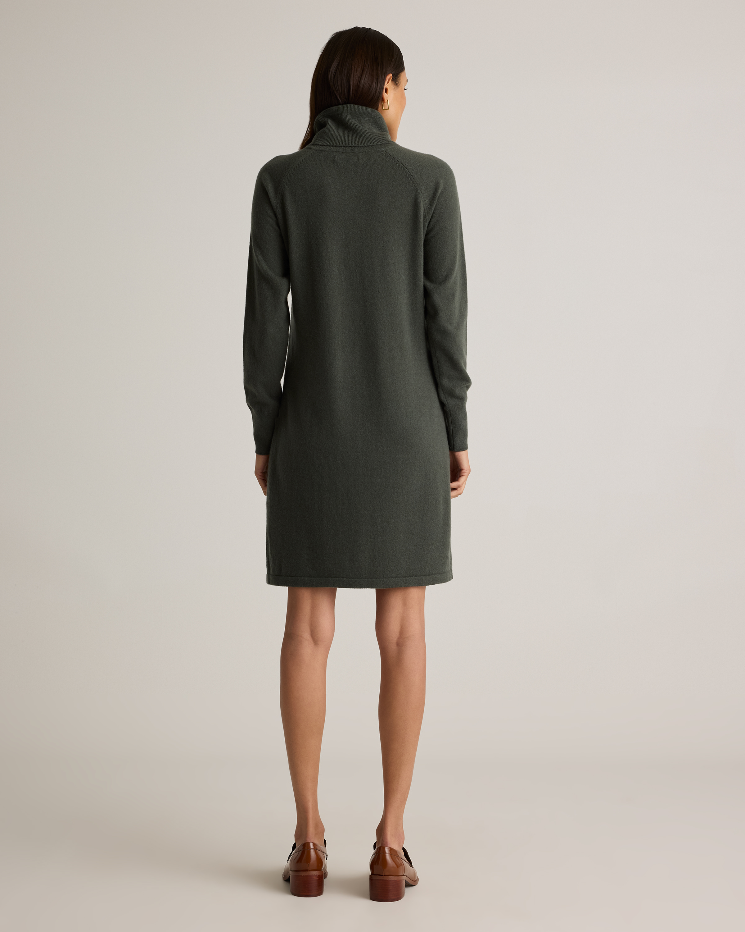 Cashmere Turtleneck Sweater Dress in Moss