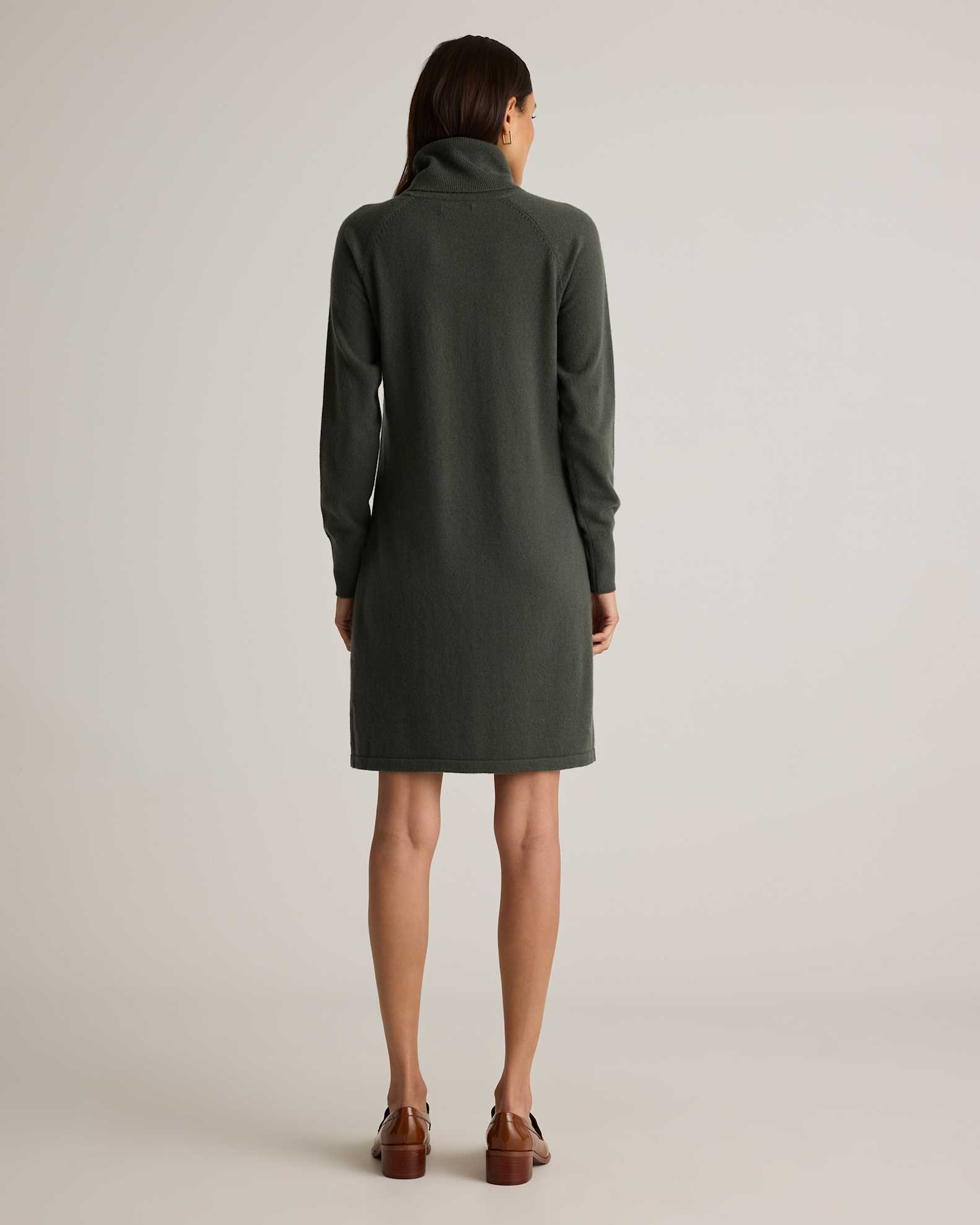 Cashmere Turtleneck Sweater Dress in Moss Cashmere Turtleneck Sweater Dress in Moss