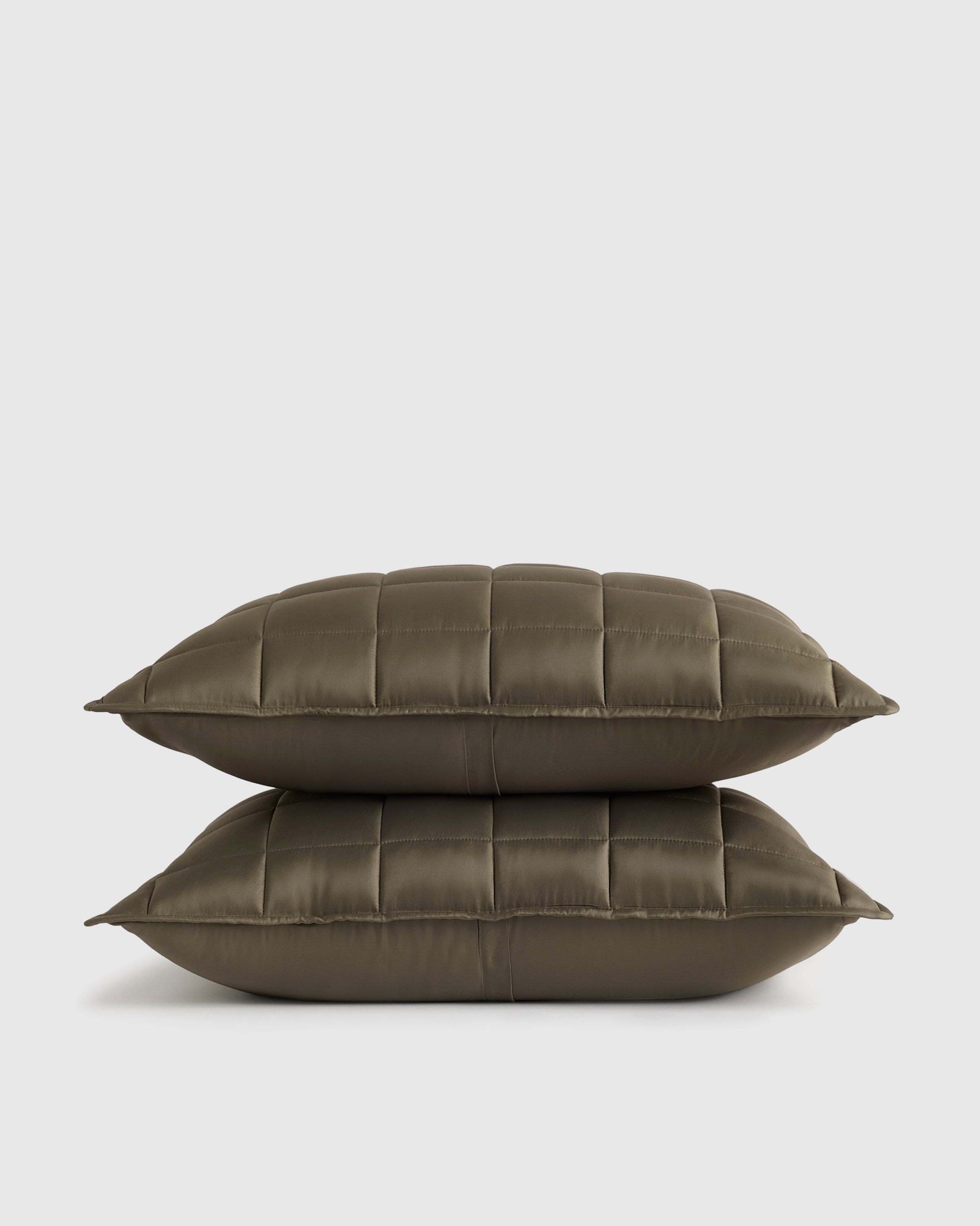 Dusty Olive Ensemble de taies décoratives matelassées en bambou à carreaux