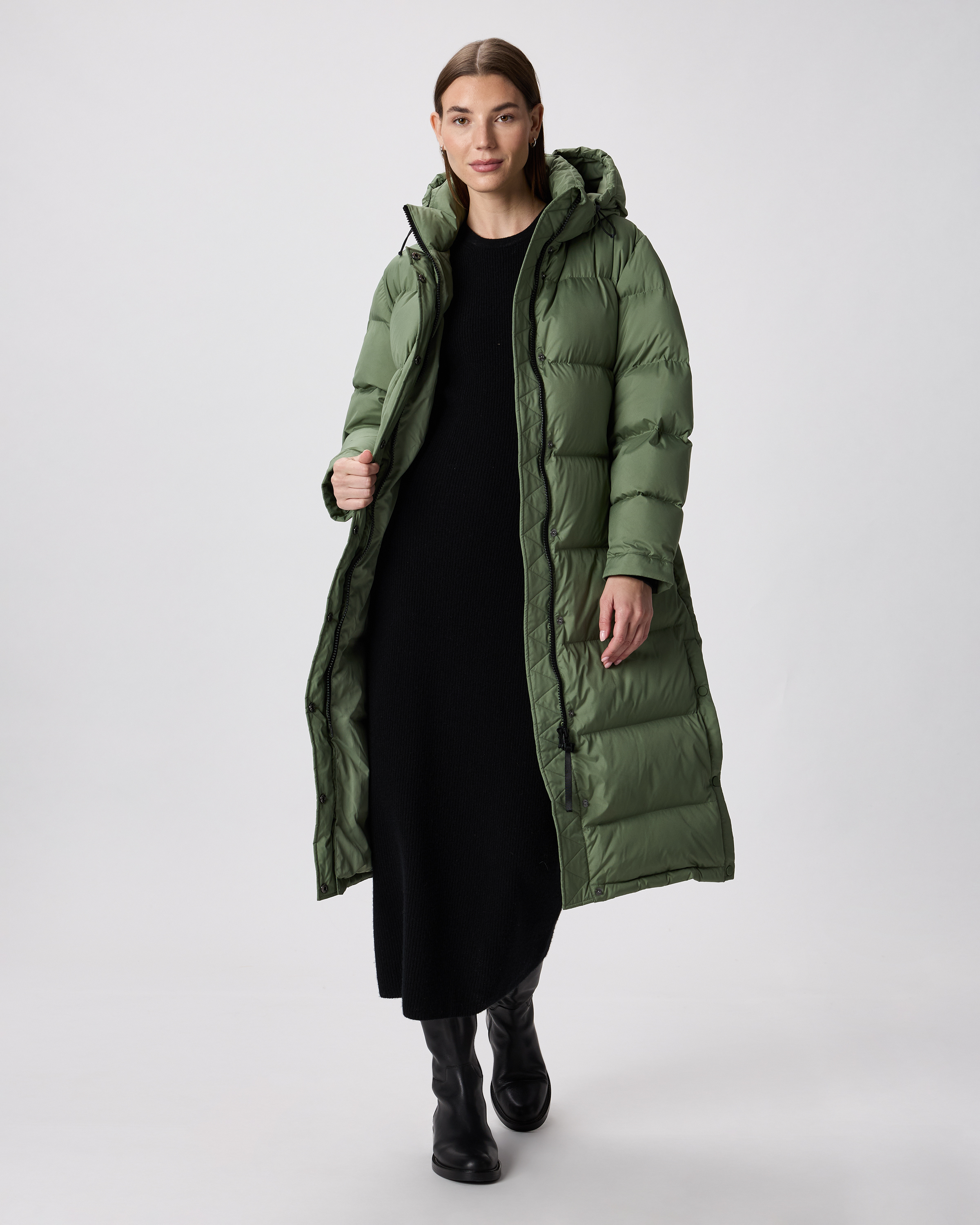 Sea Spray Green Responsible Down Long Puffer Jacket 