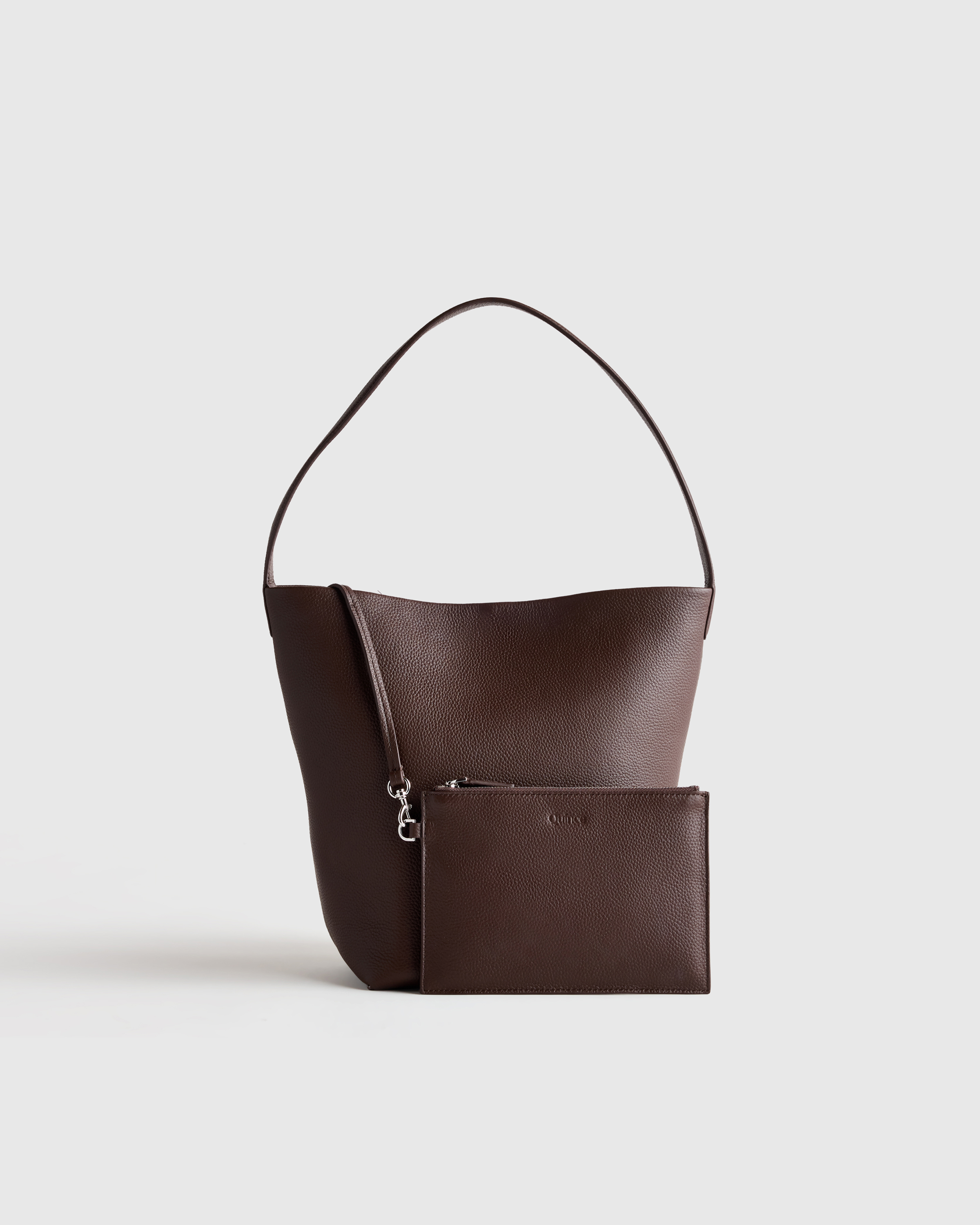 Chocolate Brown Bucket Bag • Quiet Luxury Minimalist Chain Strap Slouchy Backpac Dark Brown Suede Leather Bucket Bag: Gold Hardware  main image 2