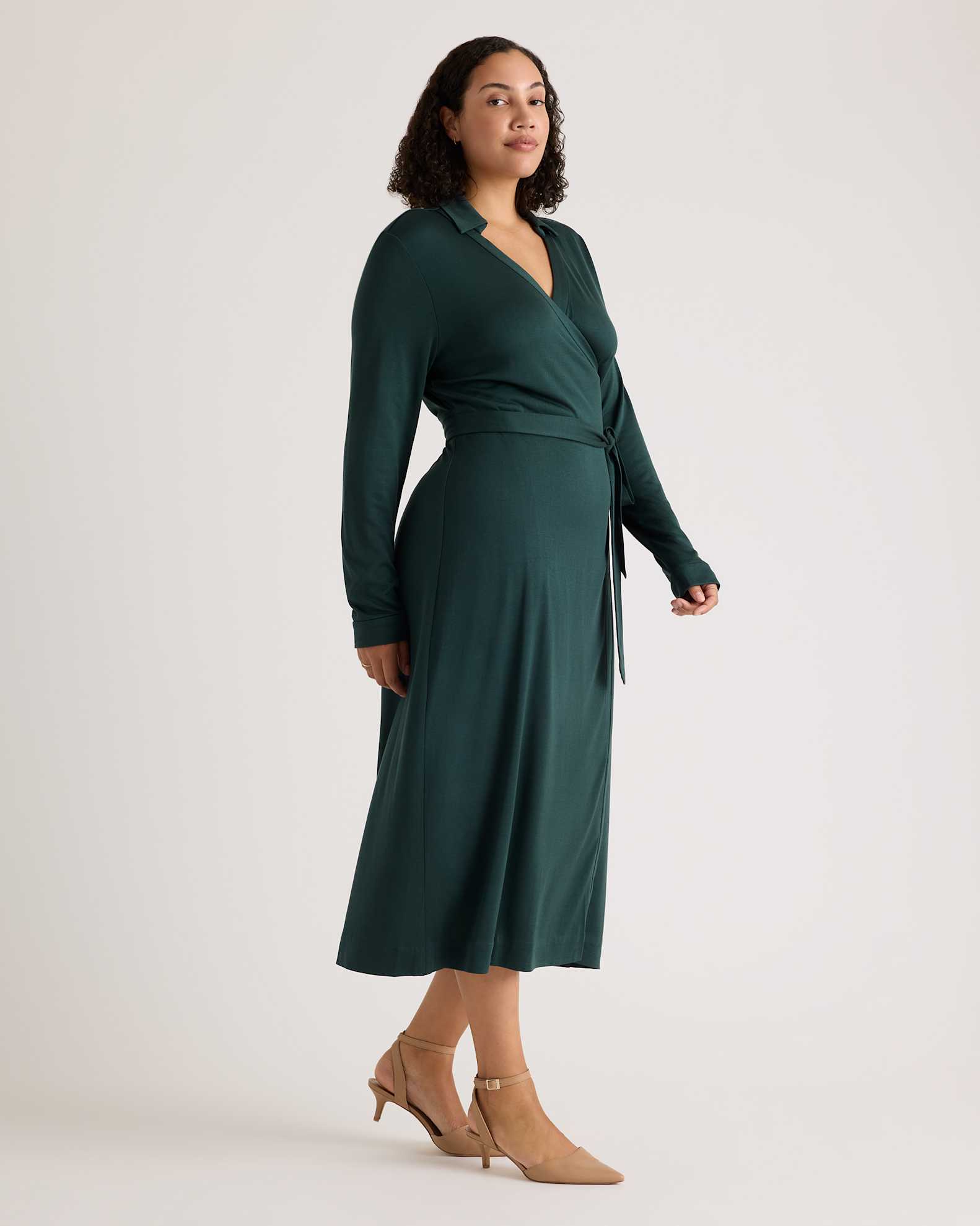 Women's 100% Silk Jersey Midi Wrap Dress in Black, Size XS by Quince Women's 100% Silk Jersey Midi Wrap Dress in Black, Size XS by Quince