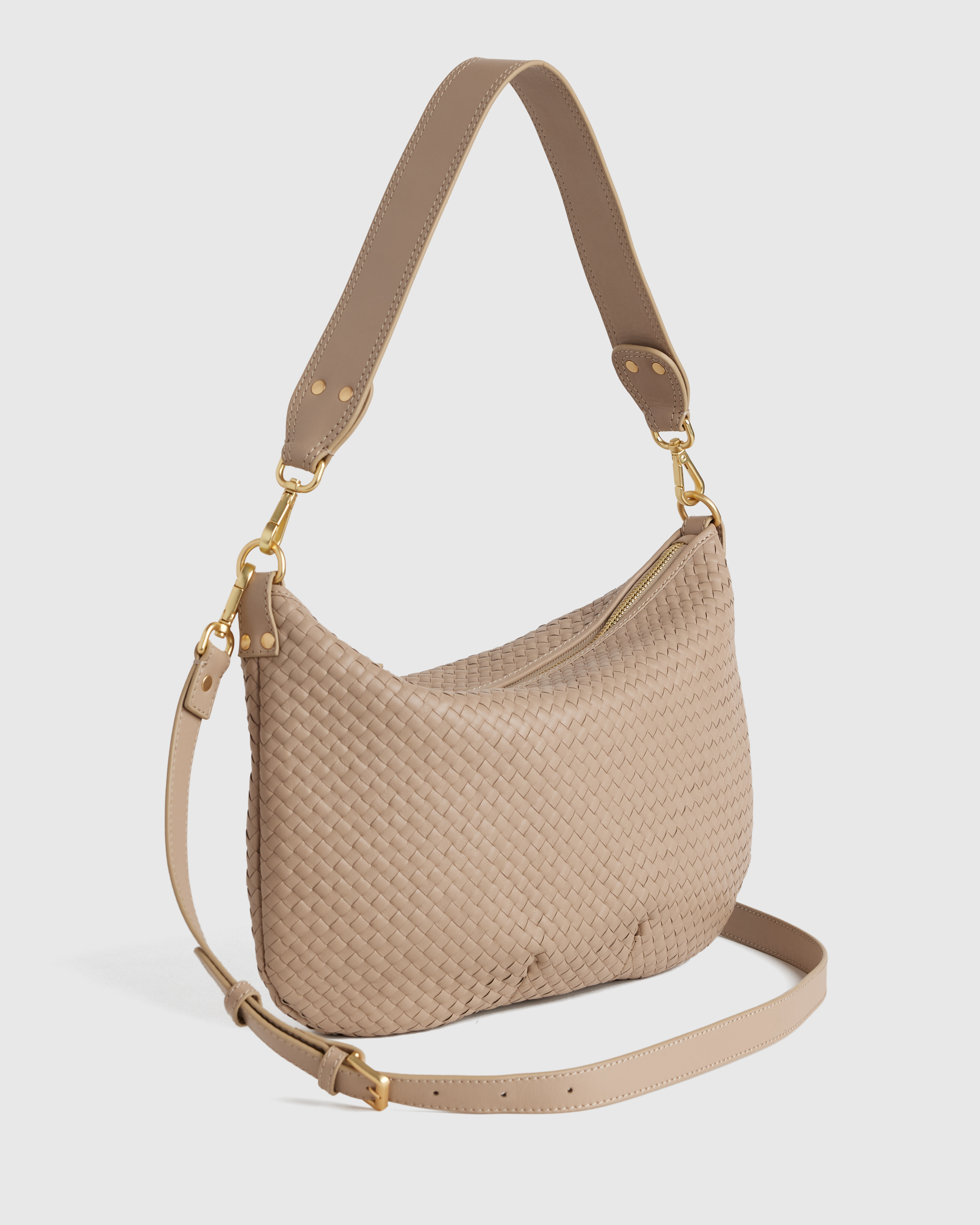 Italian Leather Convertible Crescent Handwoven Shoulder Bag