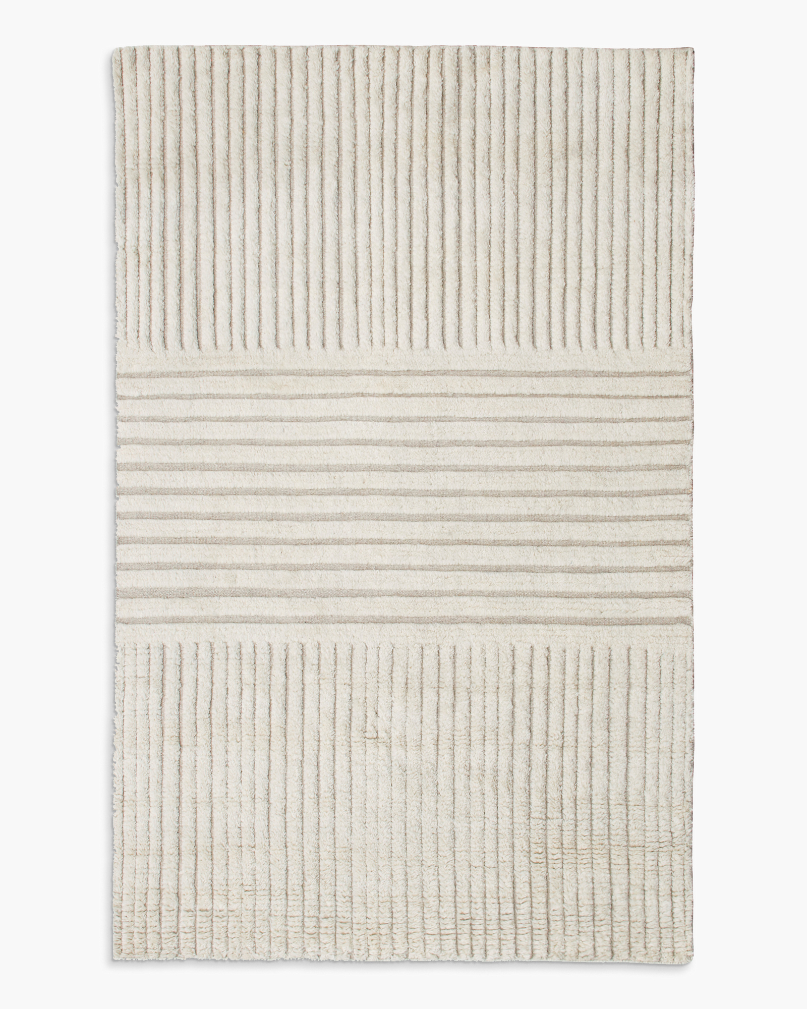 Troy Hand-Knotted Wool Rug - 5' x 8', Ivory