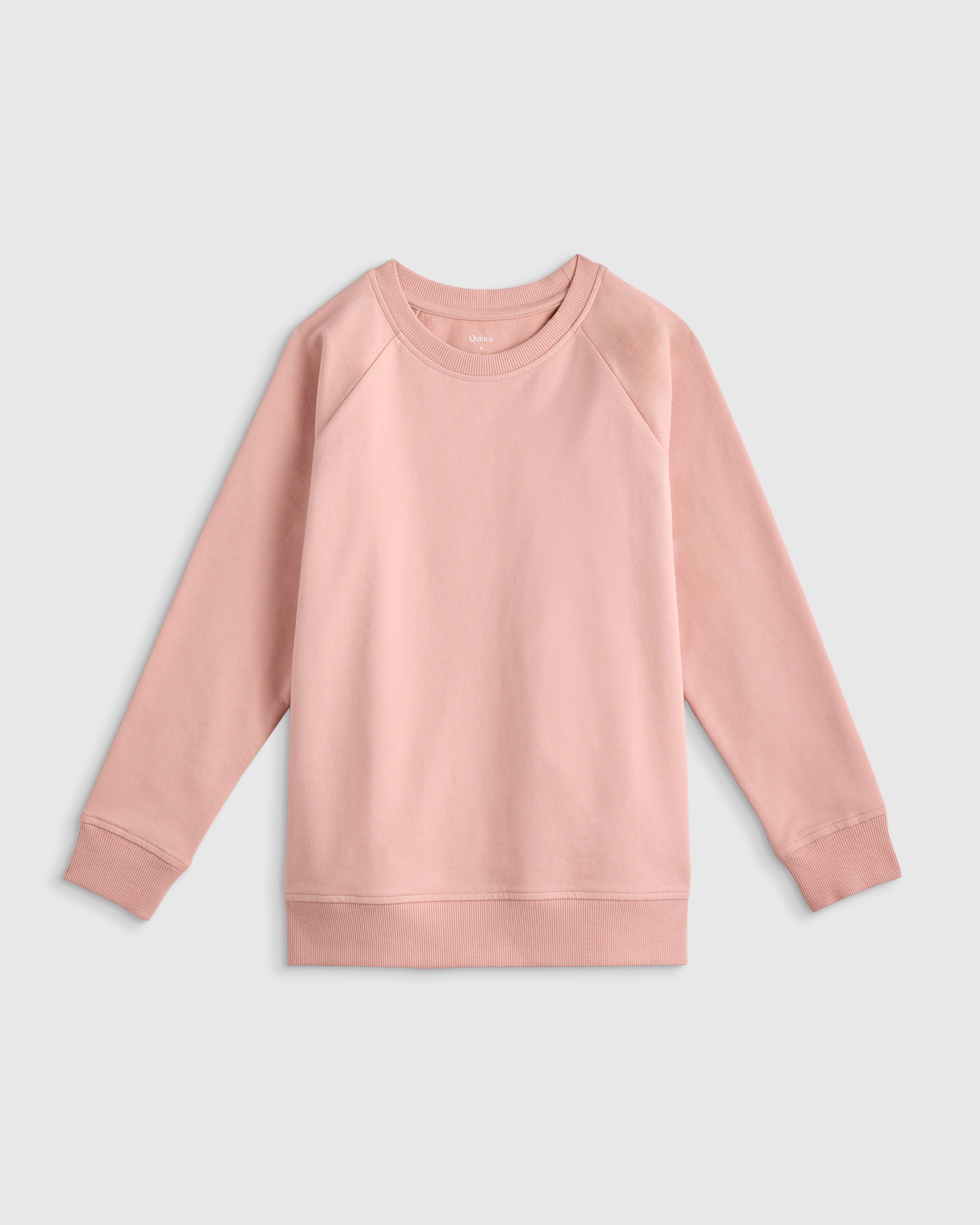 Pink Rose Organic Cotton French Terry Crew Neck Sweatshirt 