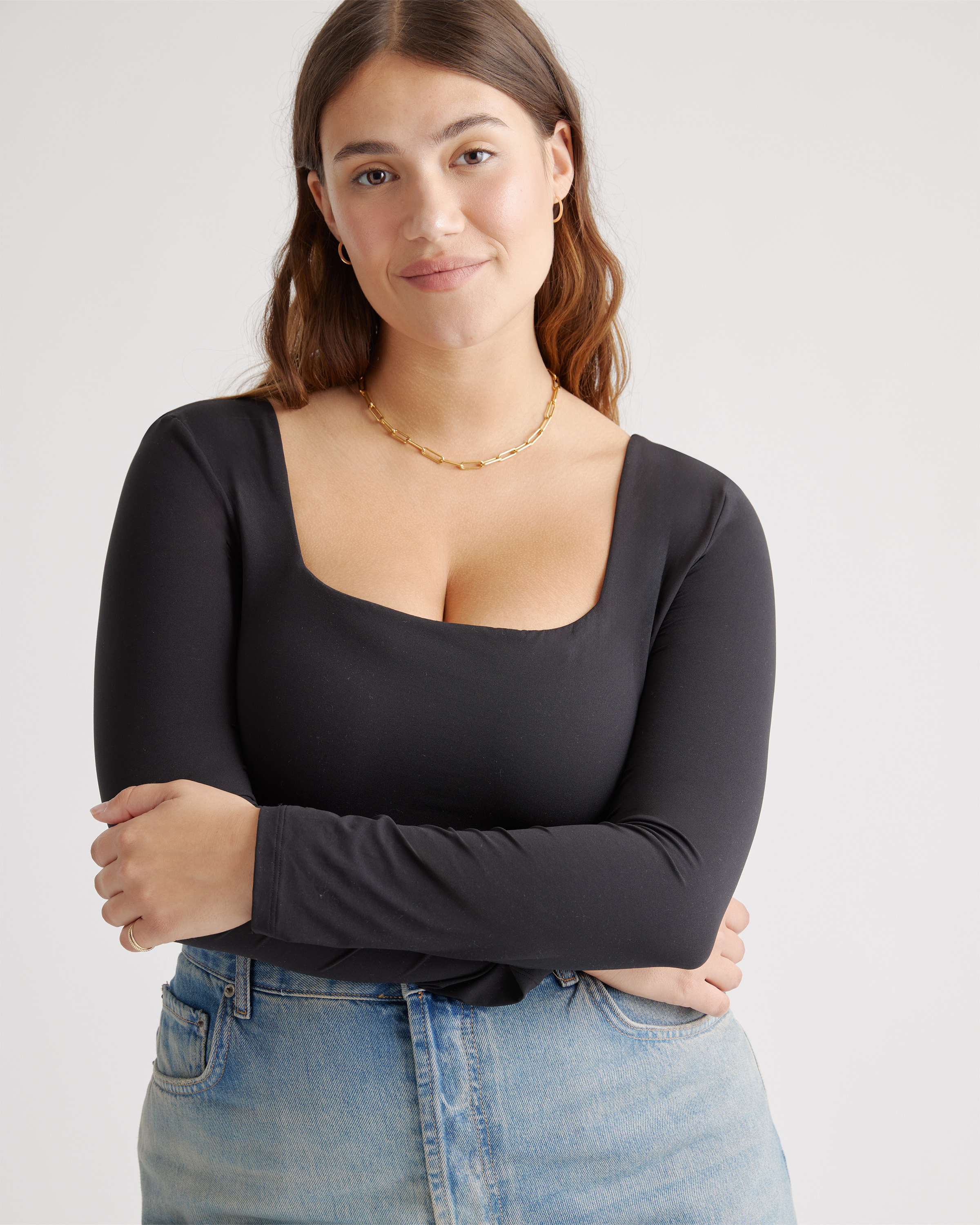 Second Skin Square Neck Long Sleeve Bodysuit