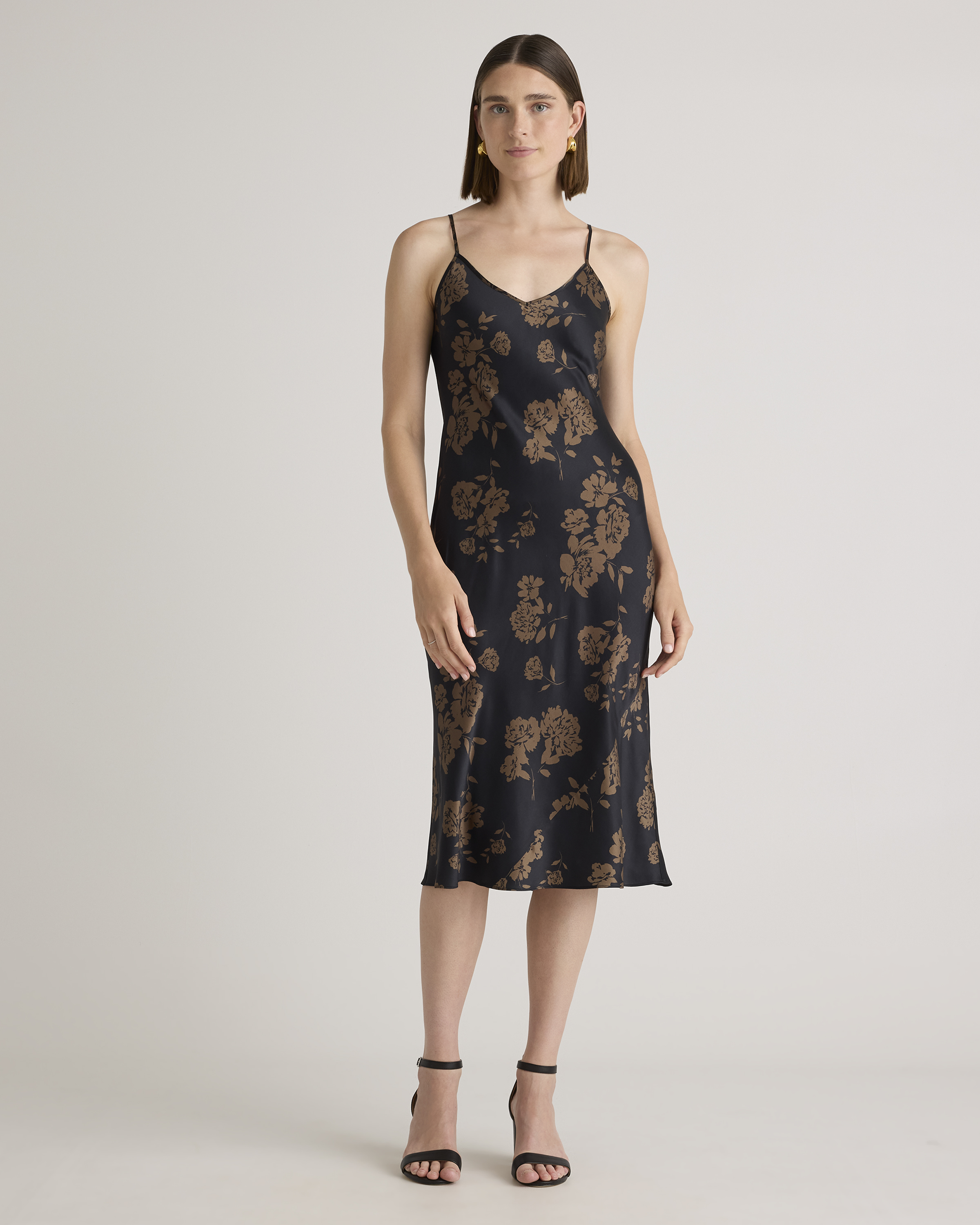 Caper Eclipse 100% Washable Silk Slip Dress