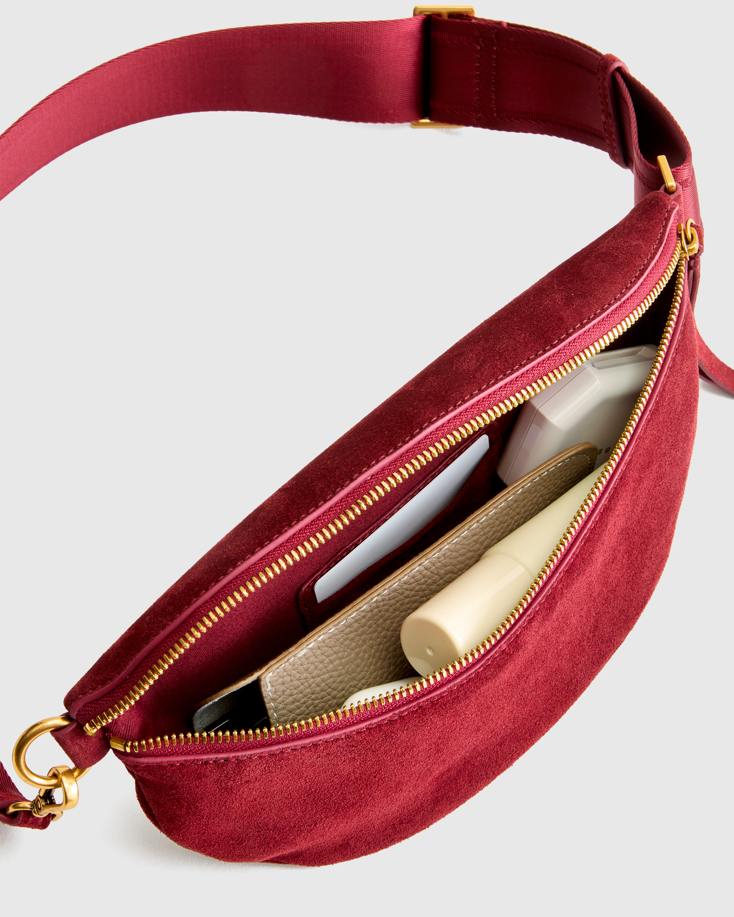 Italian Suede Sling Bag in Merlot