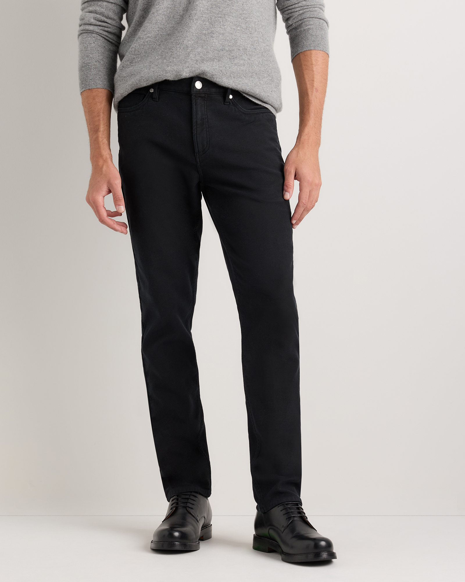 True Black French Terry 5-Pocket Pants