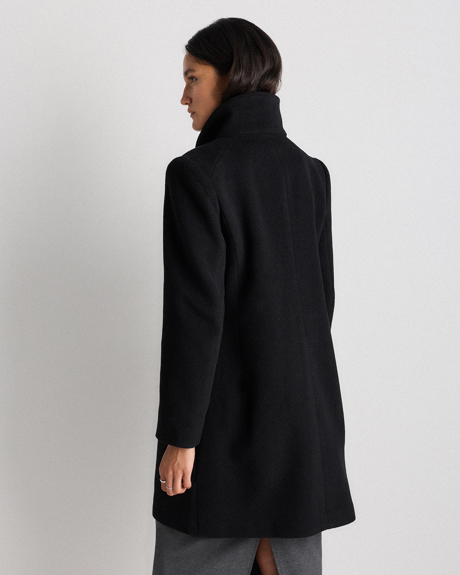 Wool Cashmere Cocoon Coat in Black | Quince Canada