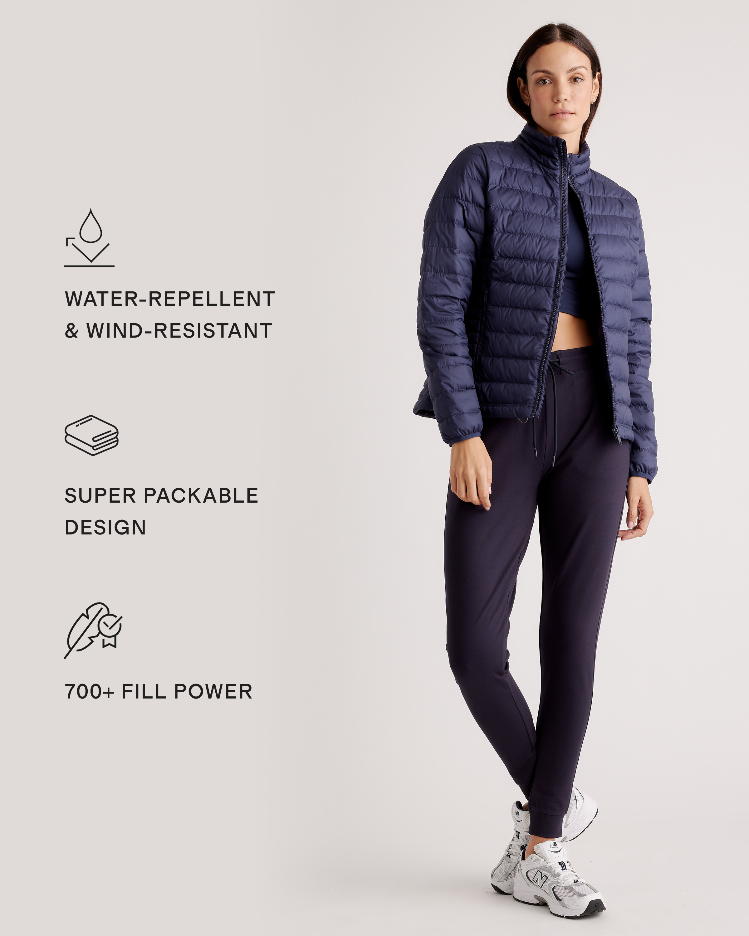 Lightweight Down Packable Puffer Jacket in Navy