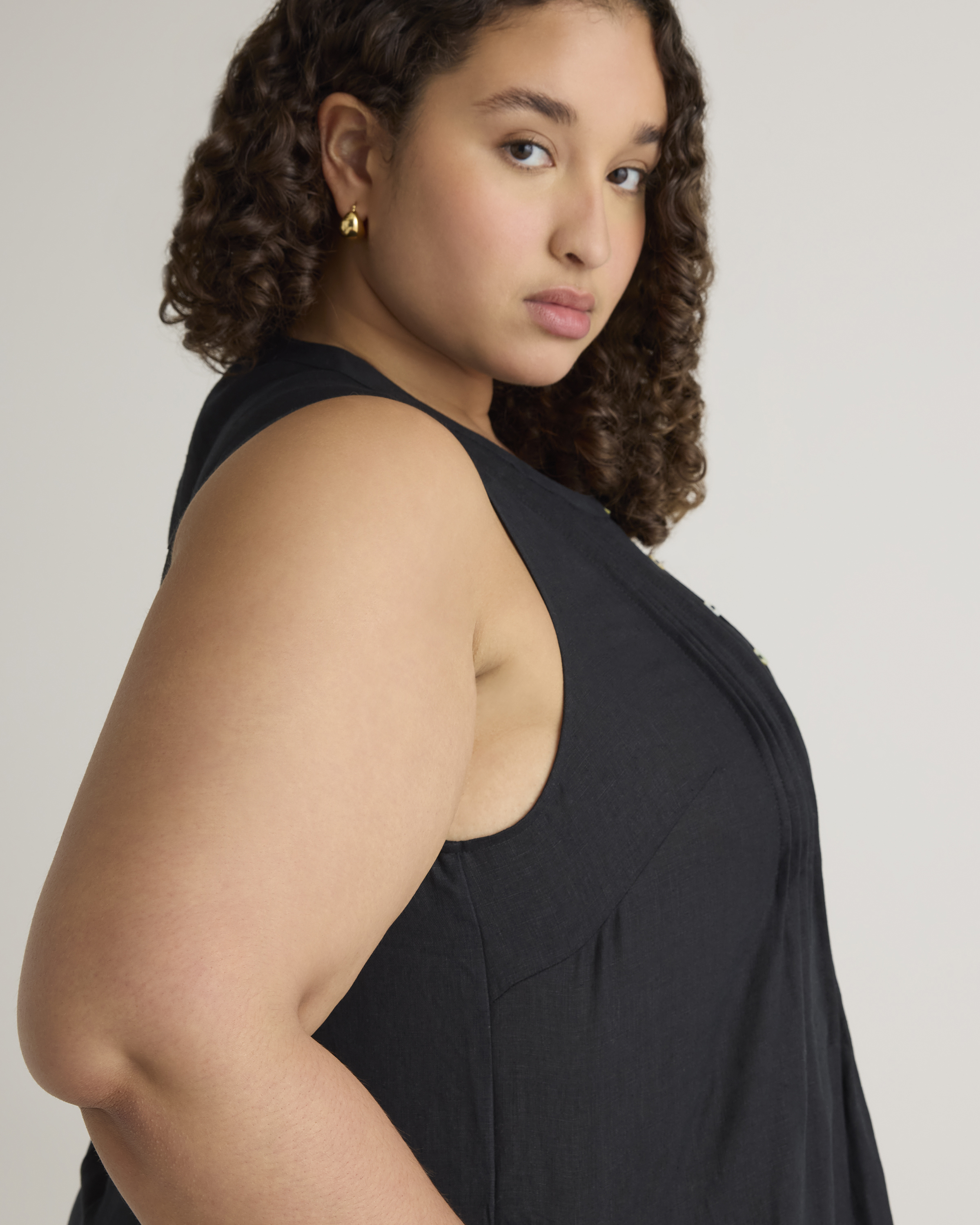 black swing dress plus size Yours Women's Plus Size Black Linen Swing Dress Size 14