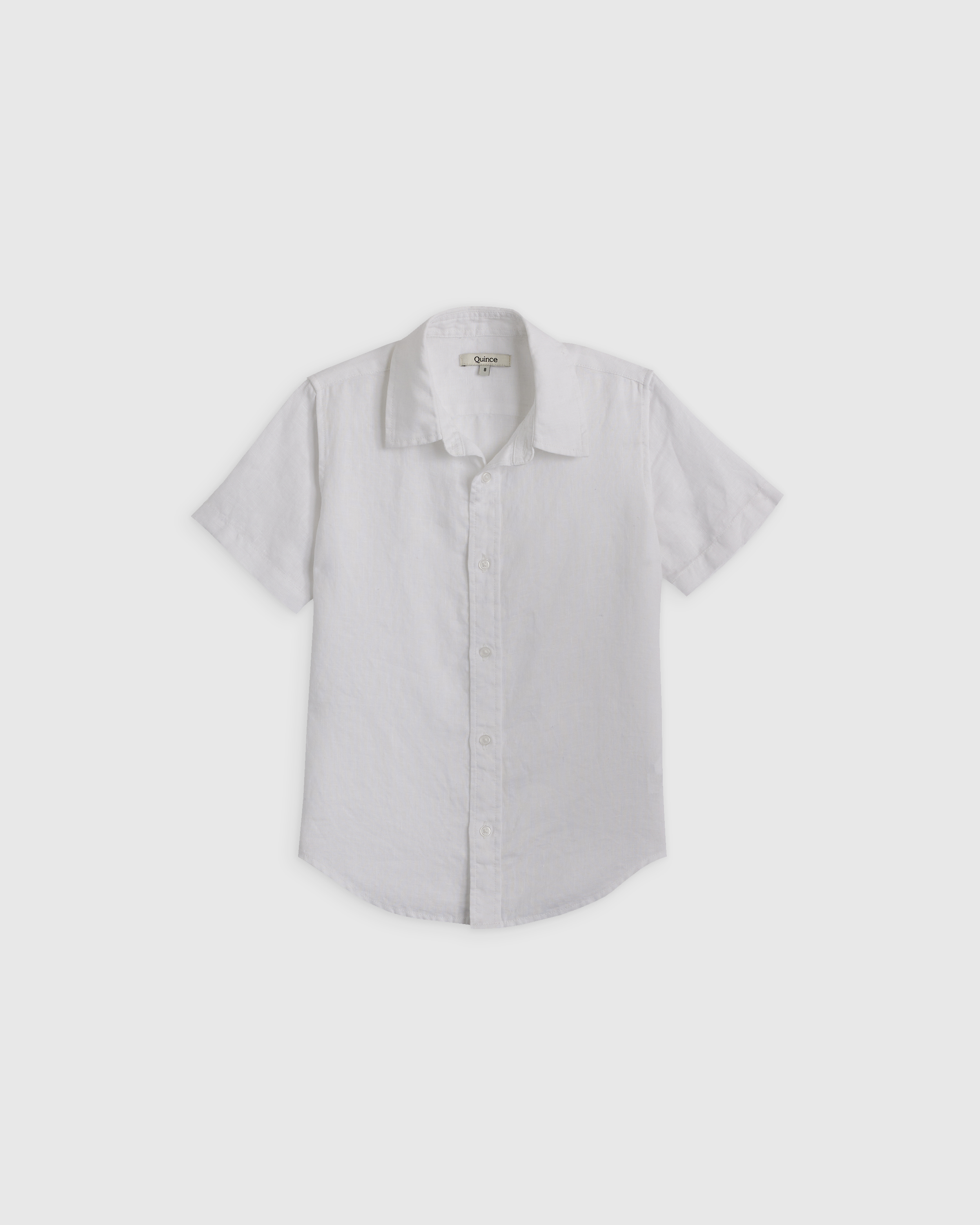 White 100% European Linen Short Sleeve Shirt