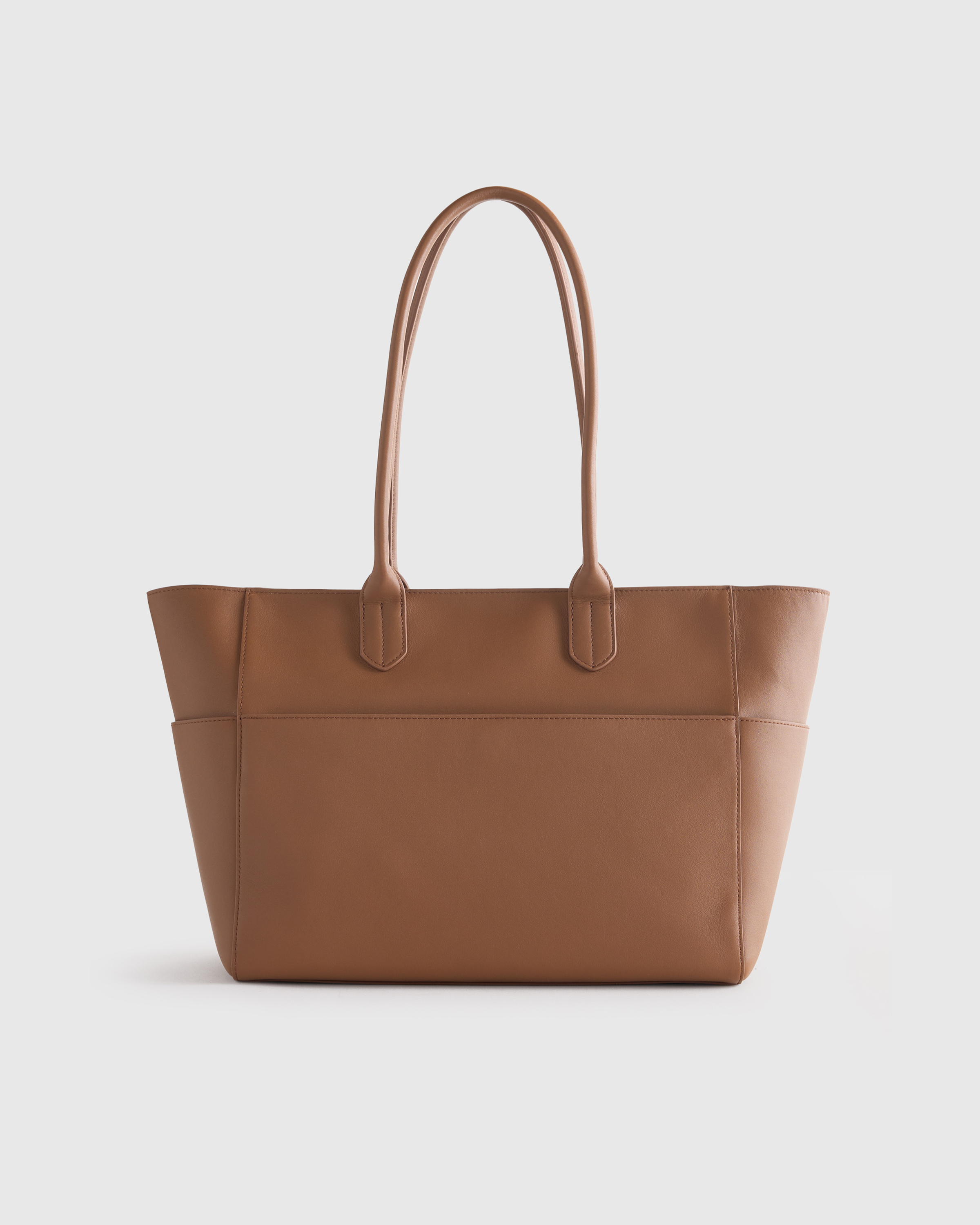 Cognac Italian Leather Shopper Tote