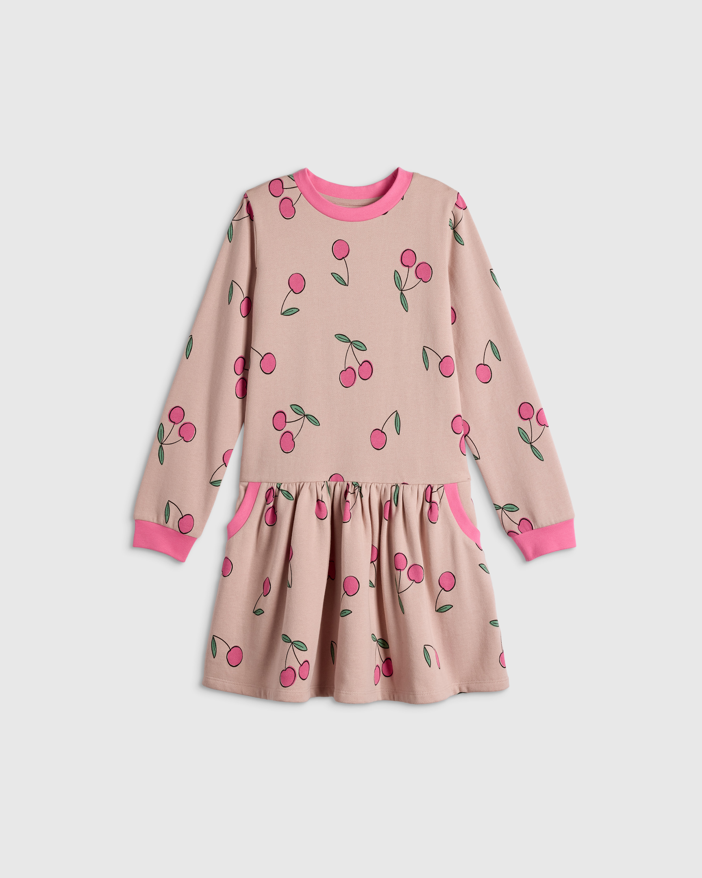 Cherries Cozy Fleece Sweatshirt Dress