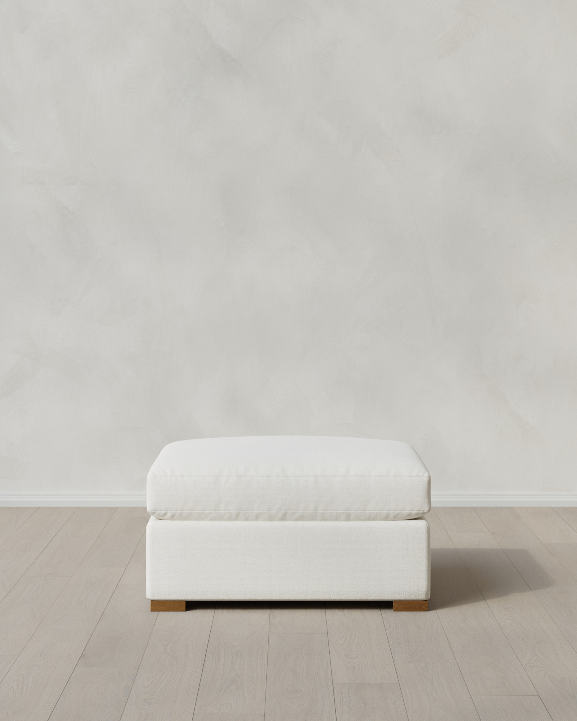 Marshmallow Hollis Slope Arm Ottoman in Performance Chenille Linen Blend