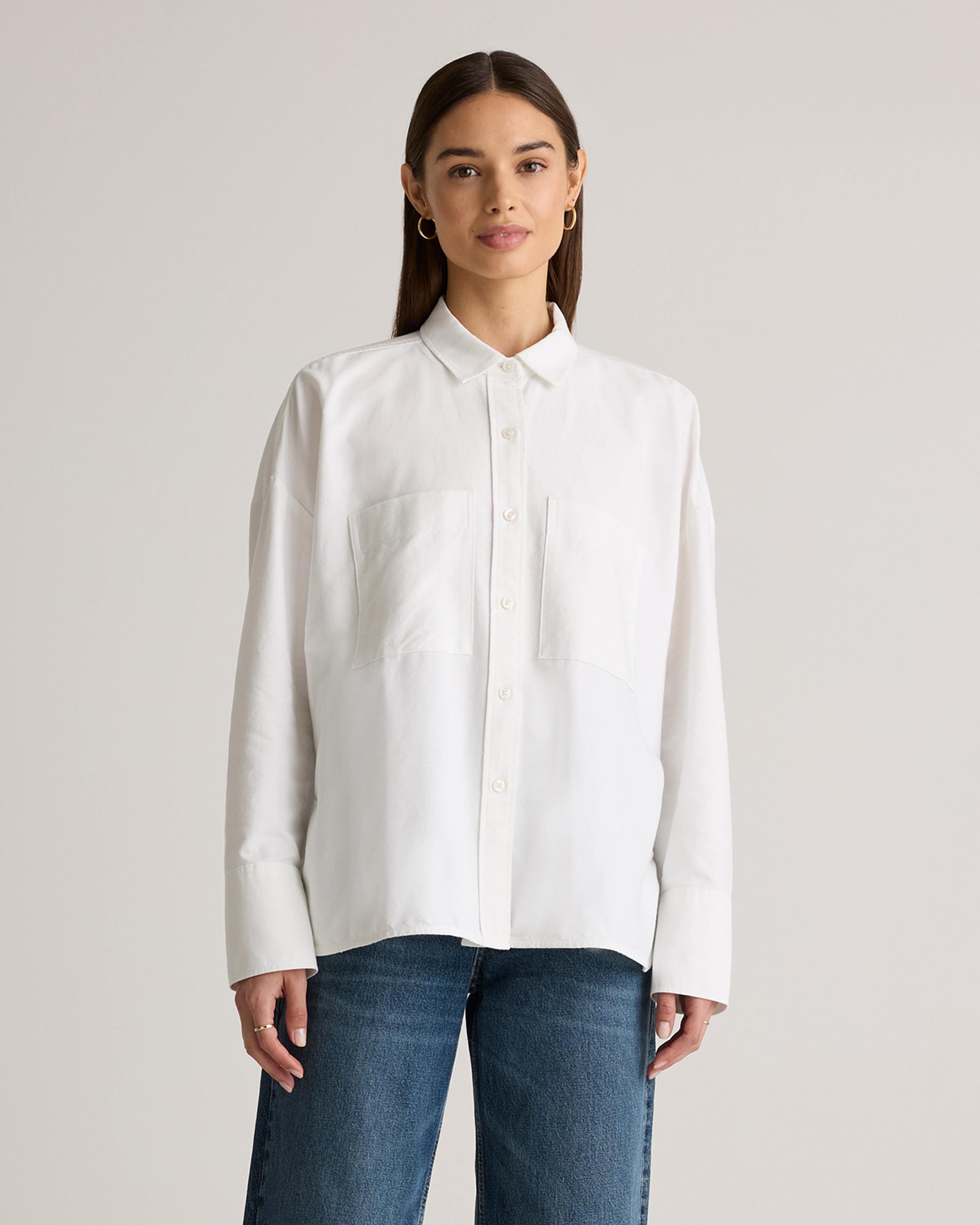 White Organic Cotton Boxy Oxford Shirt