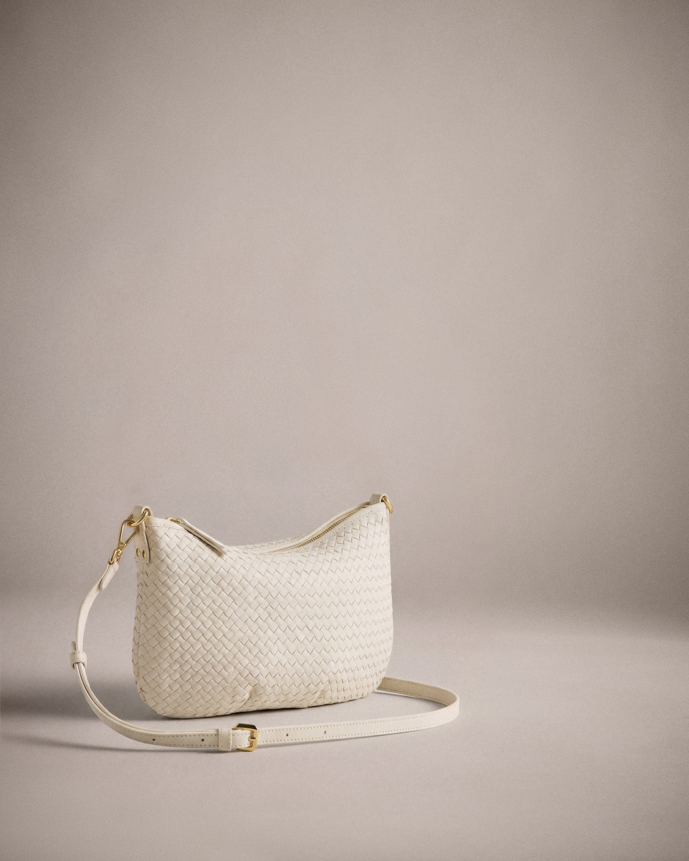 Bone Italian Handwoven Leather Mini Shoulder Bag