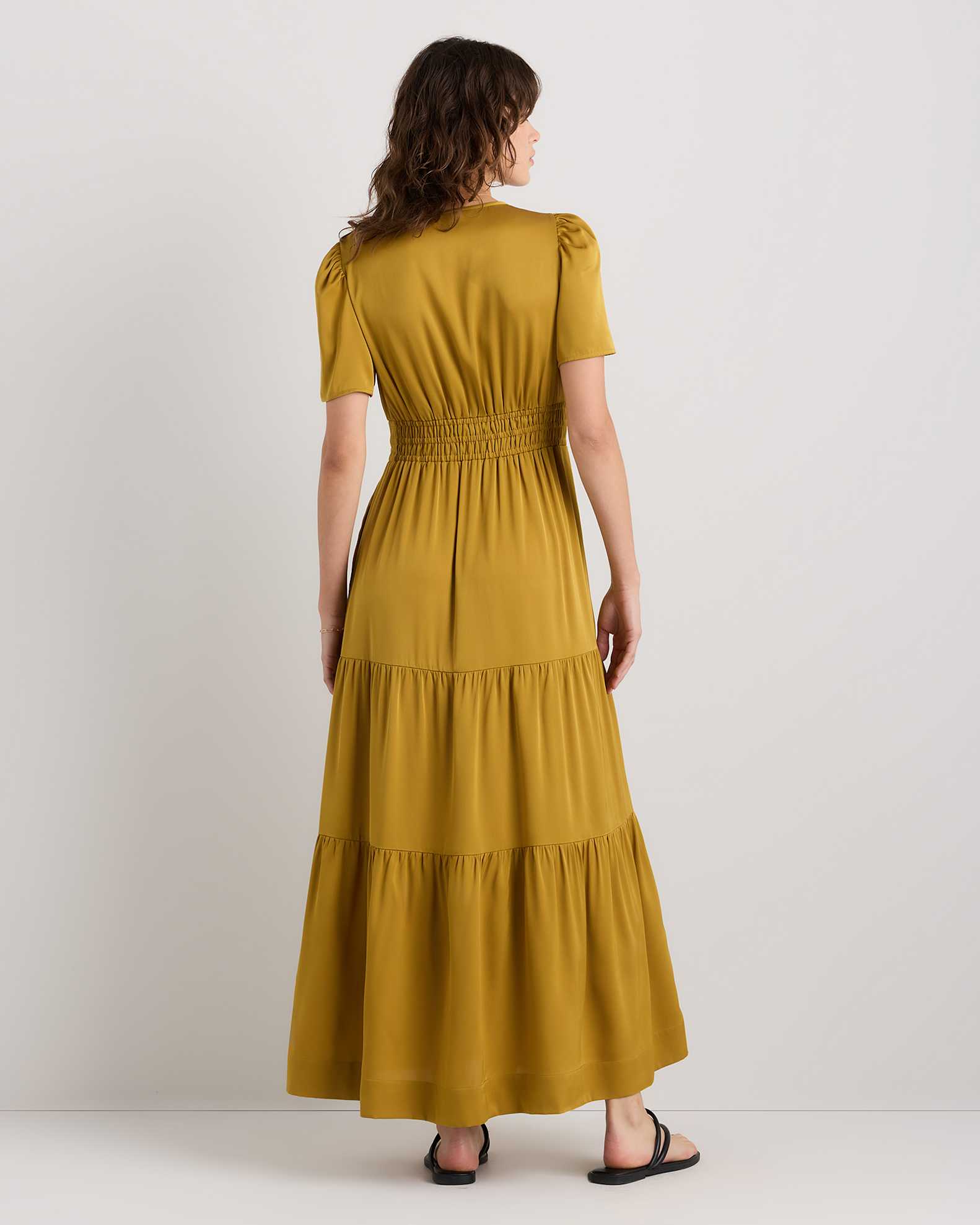 quince washable stretch silk tiered maxi dress Washable Stretch Silk Tiered Maxi Dress