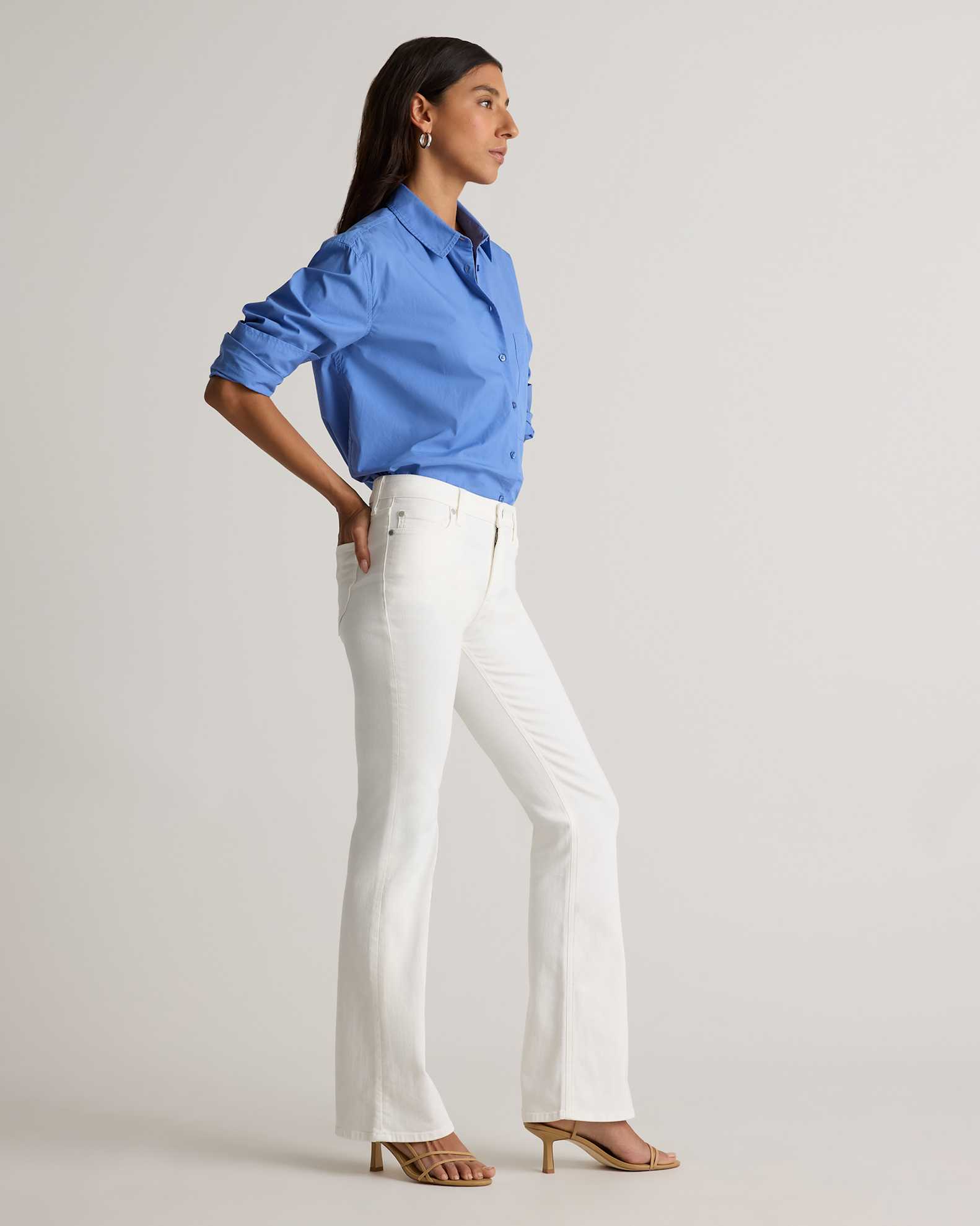 Women's Luna Stretch Flare Jeans in Cloud White, Size 32, Organic Cotton by Quince Women's Luna Stretch Flare Jeans in Cloud White, Size 32, Organic Cotton by Quince