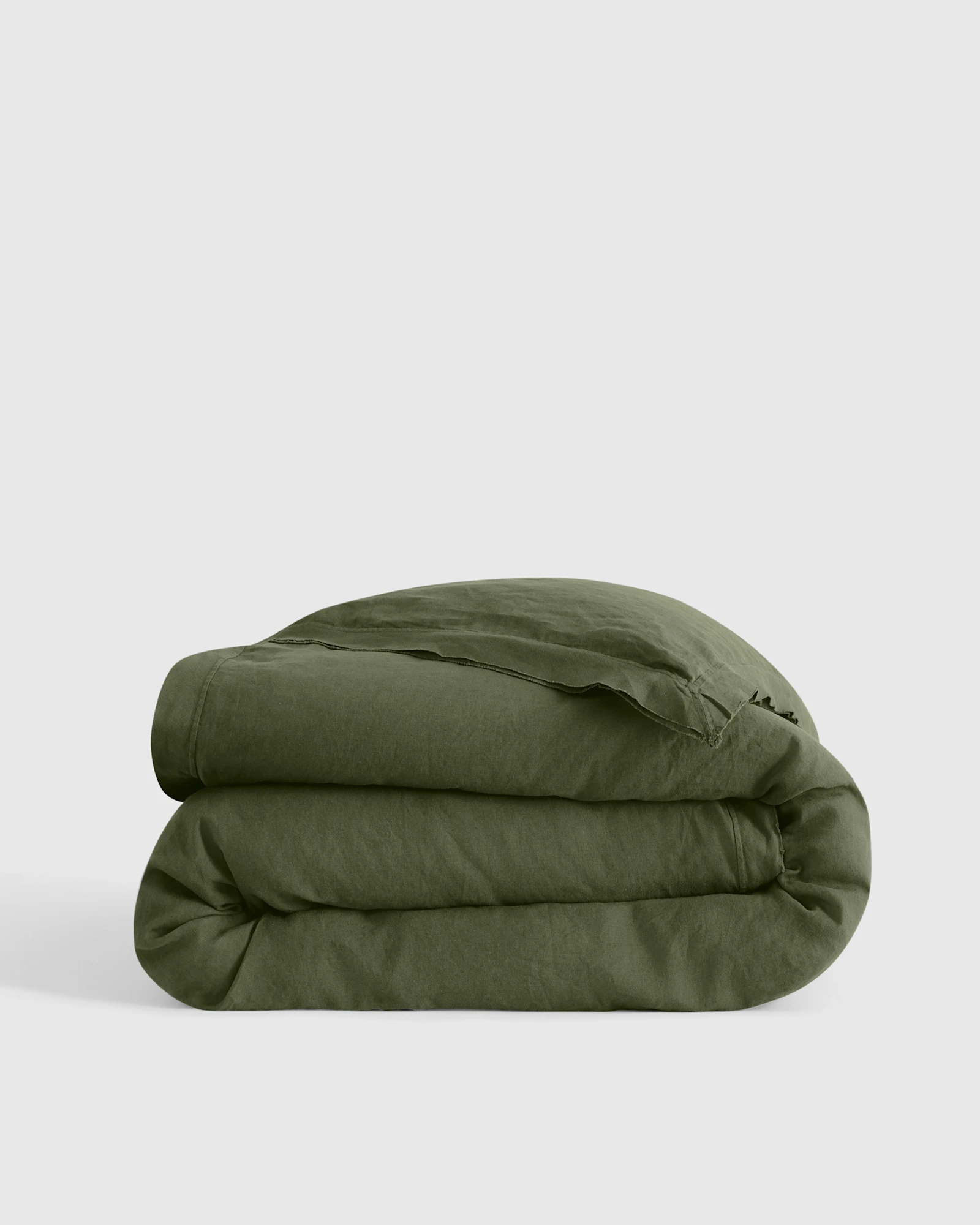 European Linen Double Flange Duvet Cover - Pine, King/Cal King