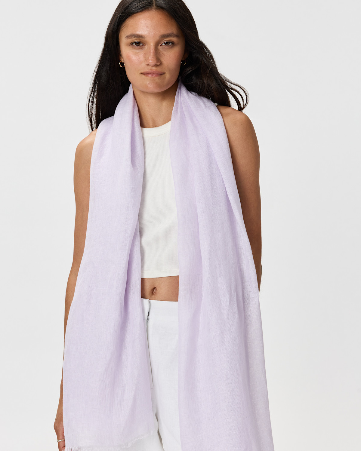 Quince 100% European Linen Scarf in Pastel Lilac