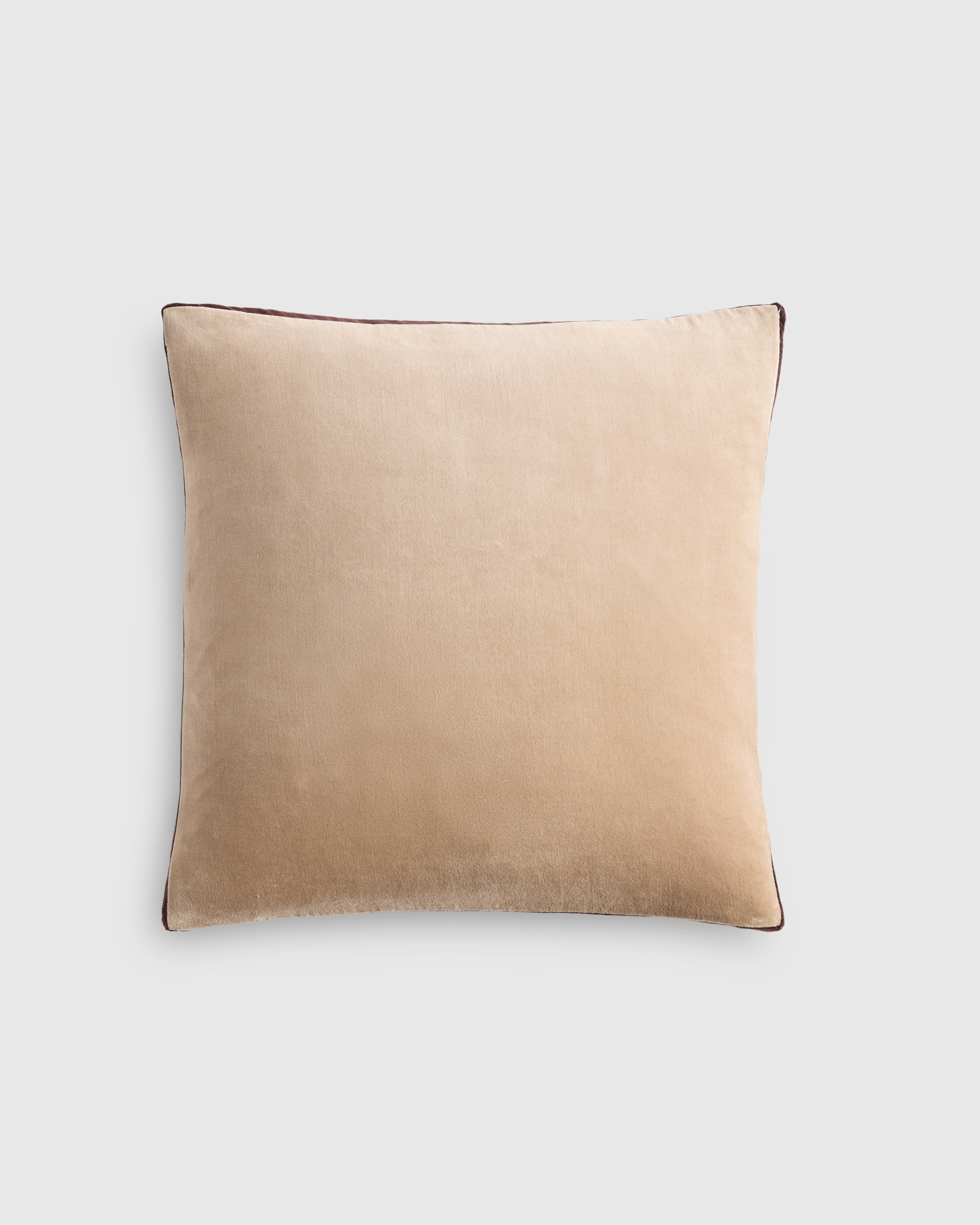 Taupe/Espresso Contrast Velvet Edge Pillow Cover 