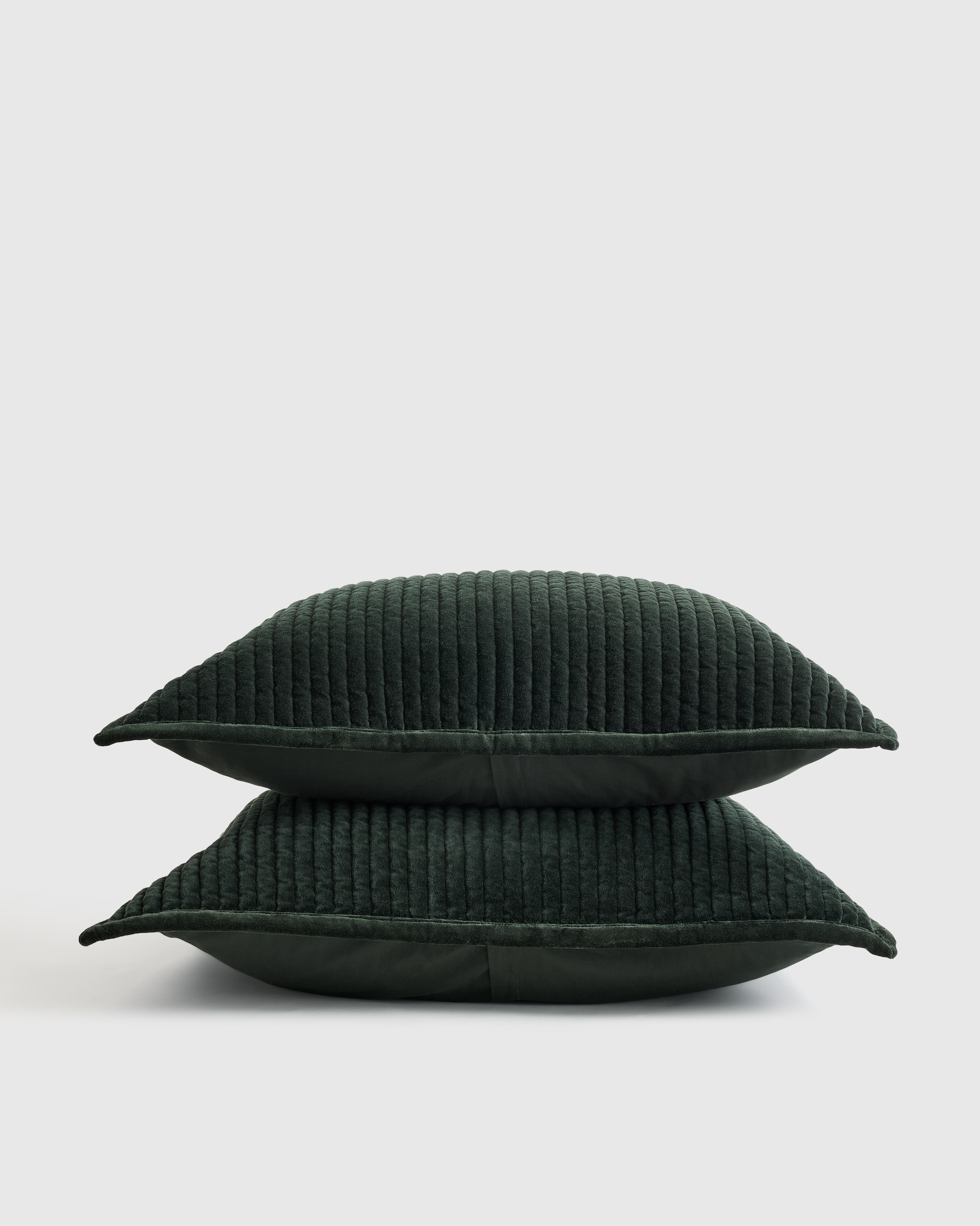 Forest Green Cotton Velvet Channel Quilted Sham Set