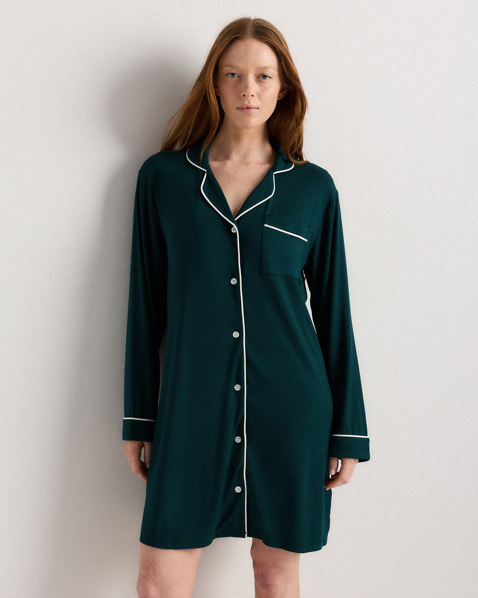 Nocturnal Green Bamboo Jersey Sleep Shirt