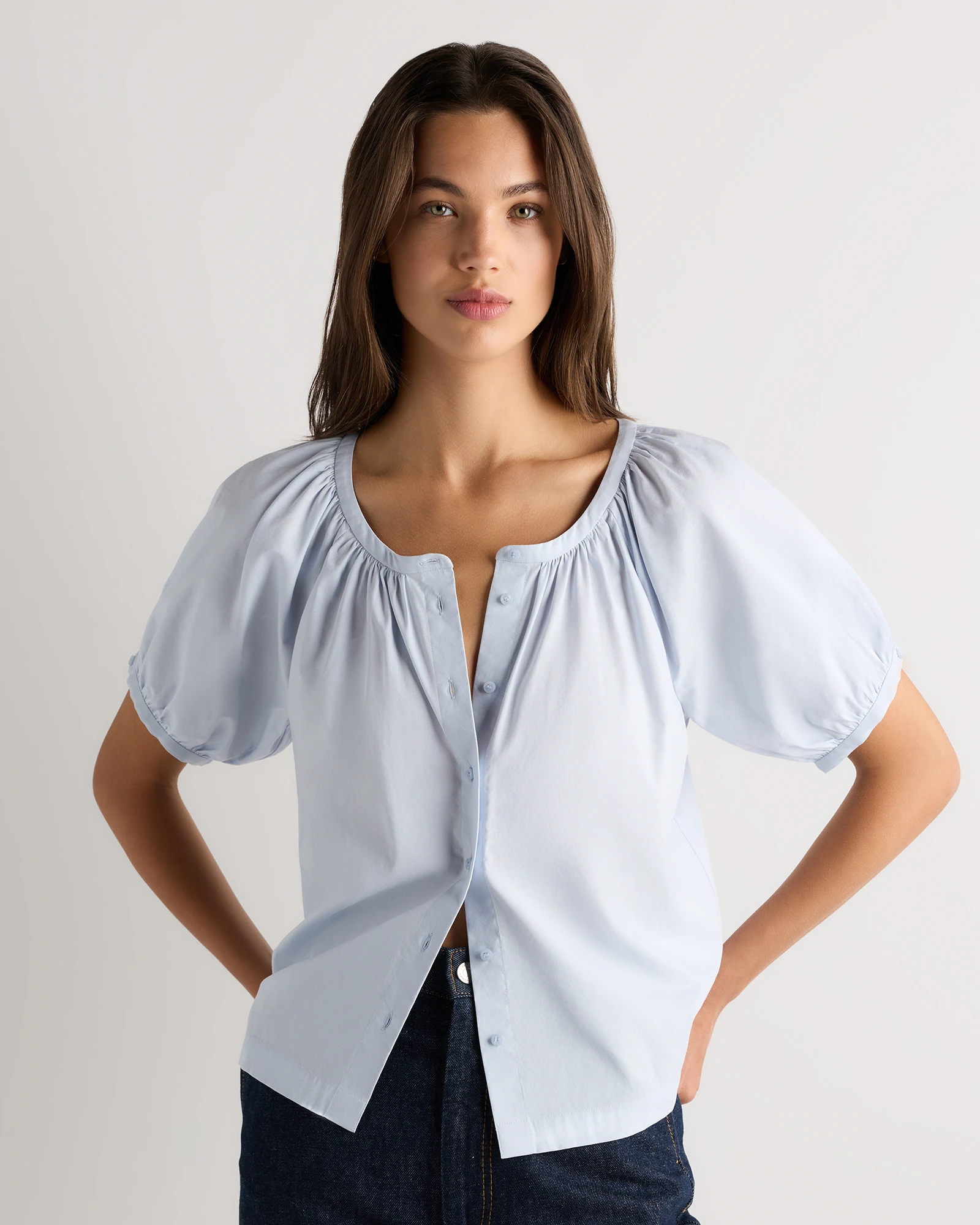 Cotton Viscose Raglan Short Sleeve Blouse