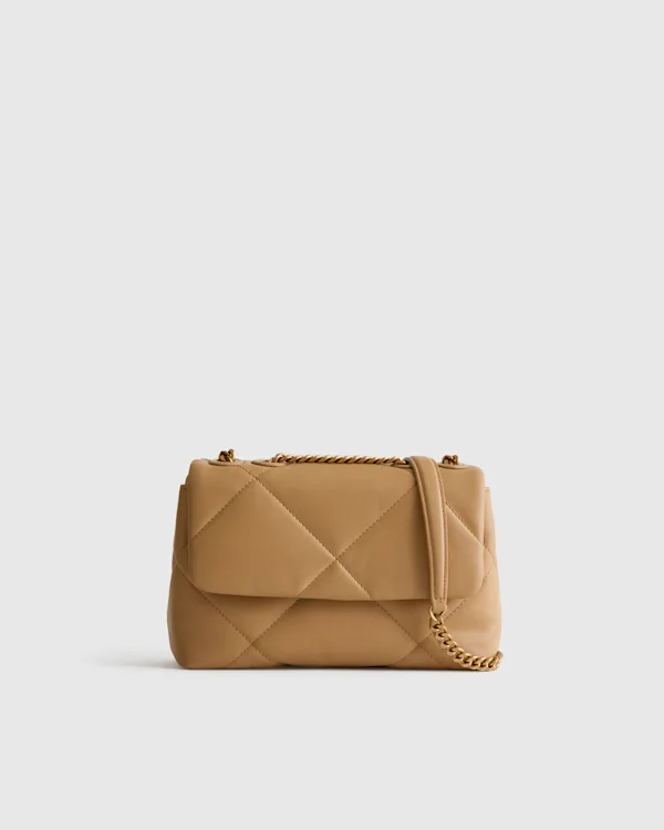 Italian Leather Diamond Quilted Small Shoulder Bag