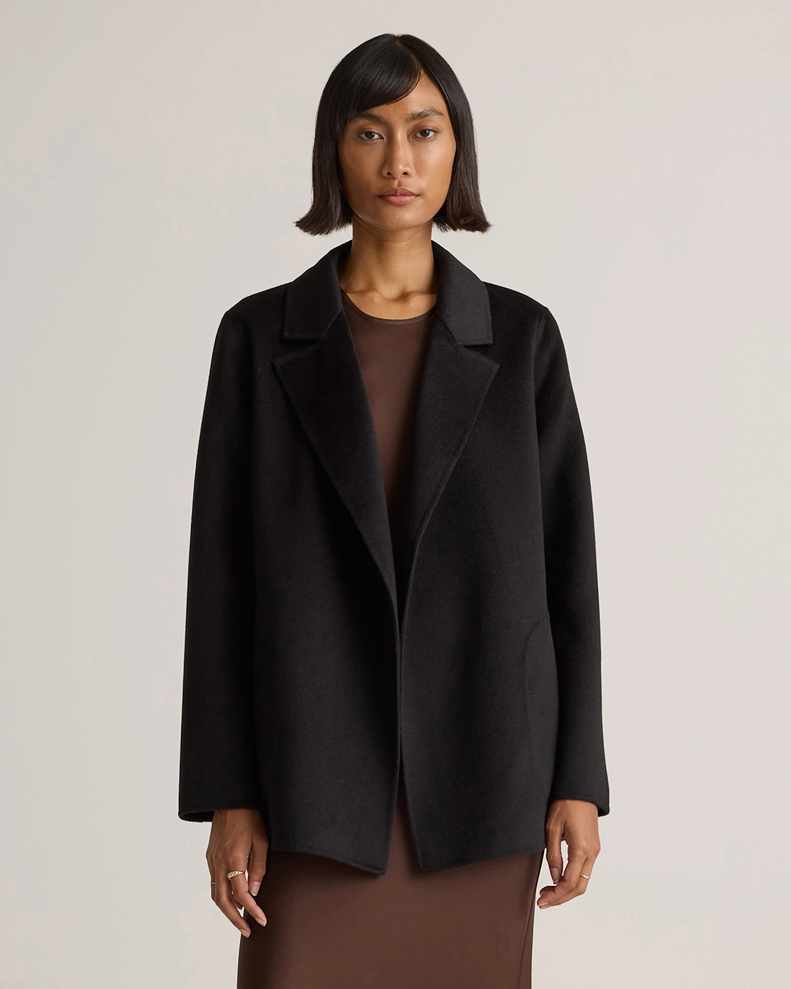 100% Mongolian Cashmere Double-Faced Open Blazer