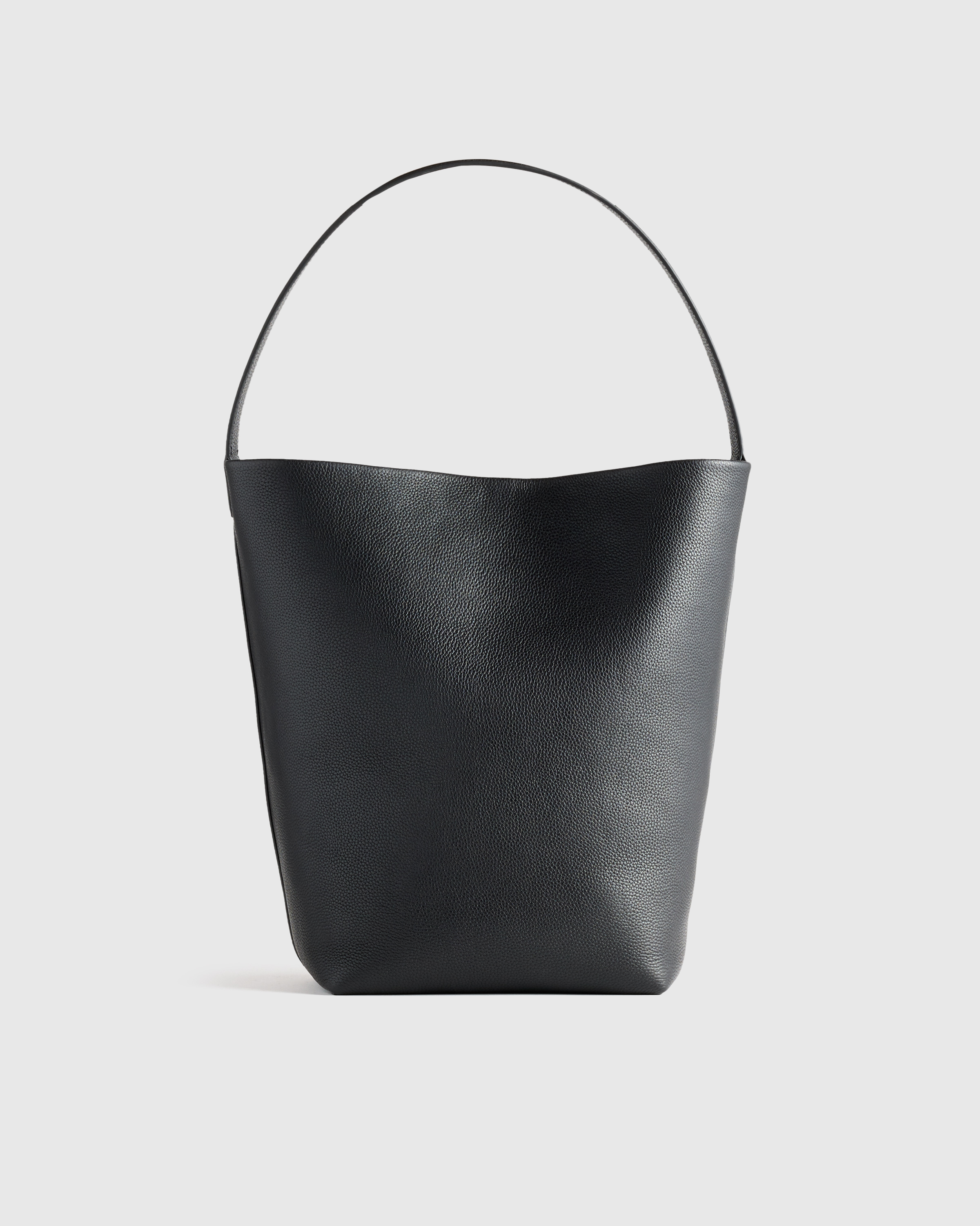 Black Italian Leather Large Soft Bucket Shoulder Bag