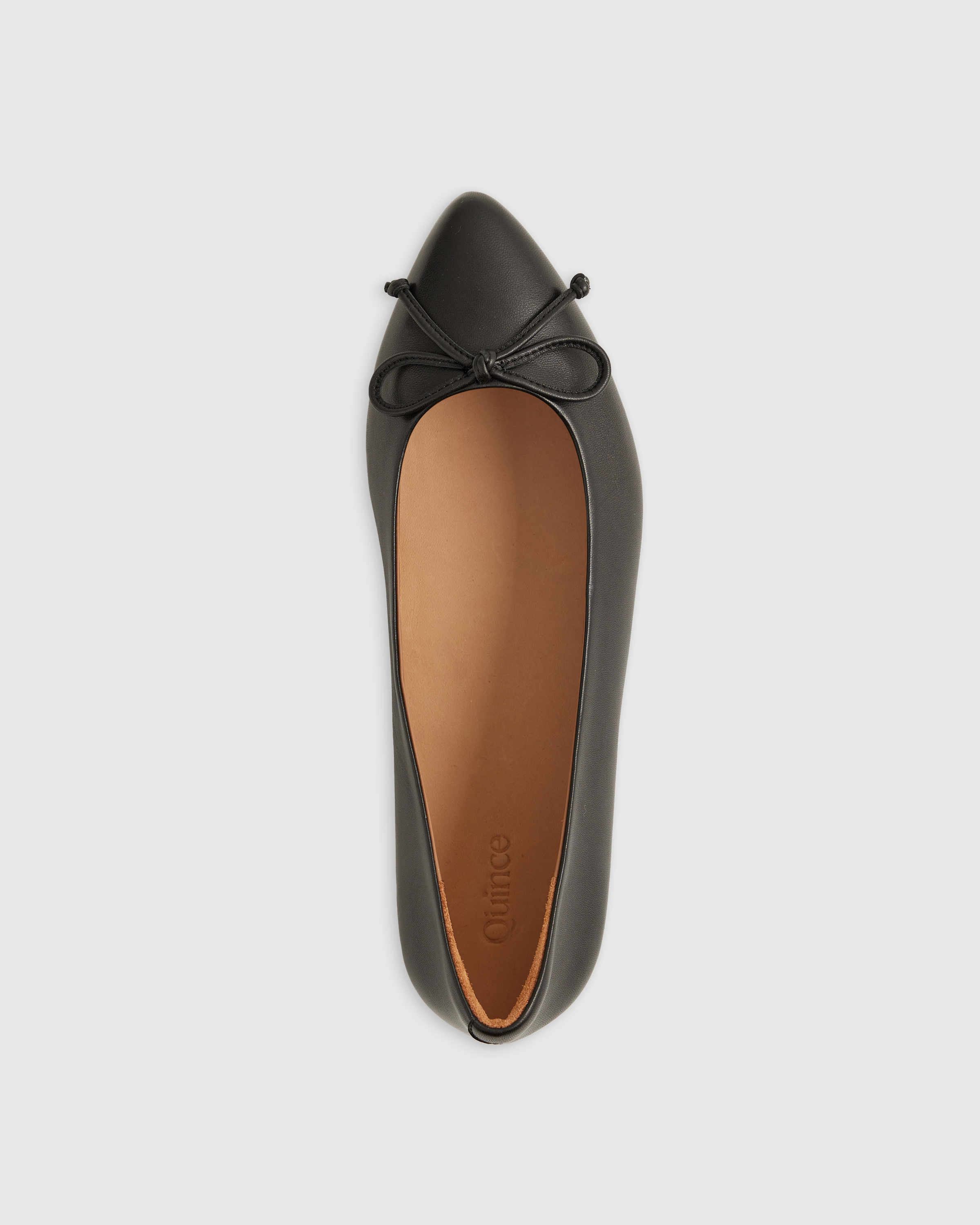 Women's Italian Leather Pointed Bow Flat