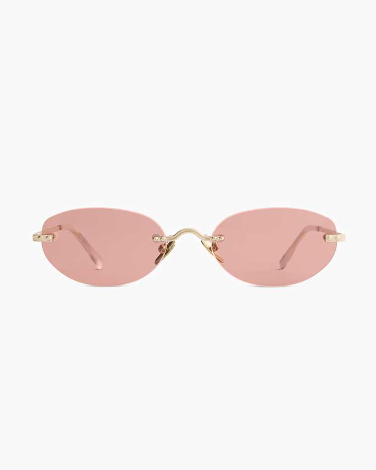 Light Gold with Pink Lens Seoul Polarized Stainless Steel Sunglasses